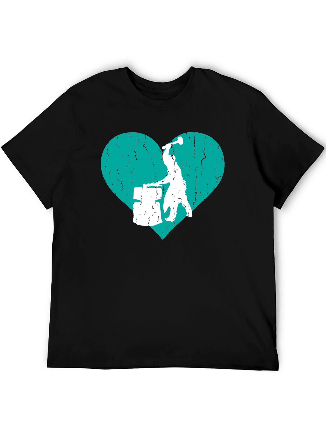 Drummer Heart Graphic Tee - Black Cotton T-Shirt