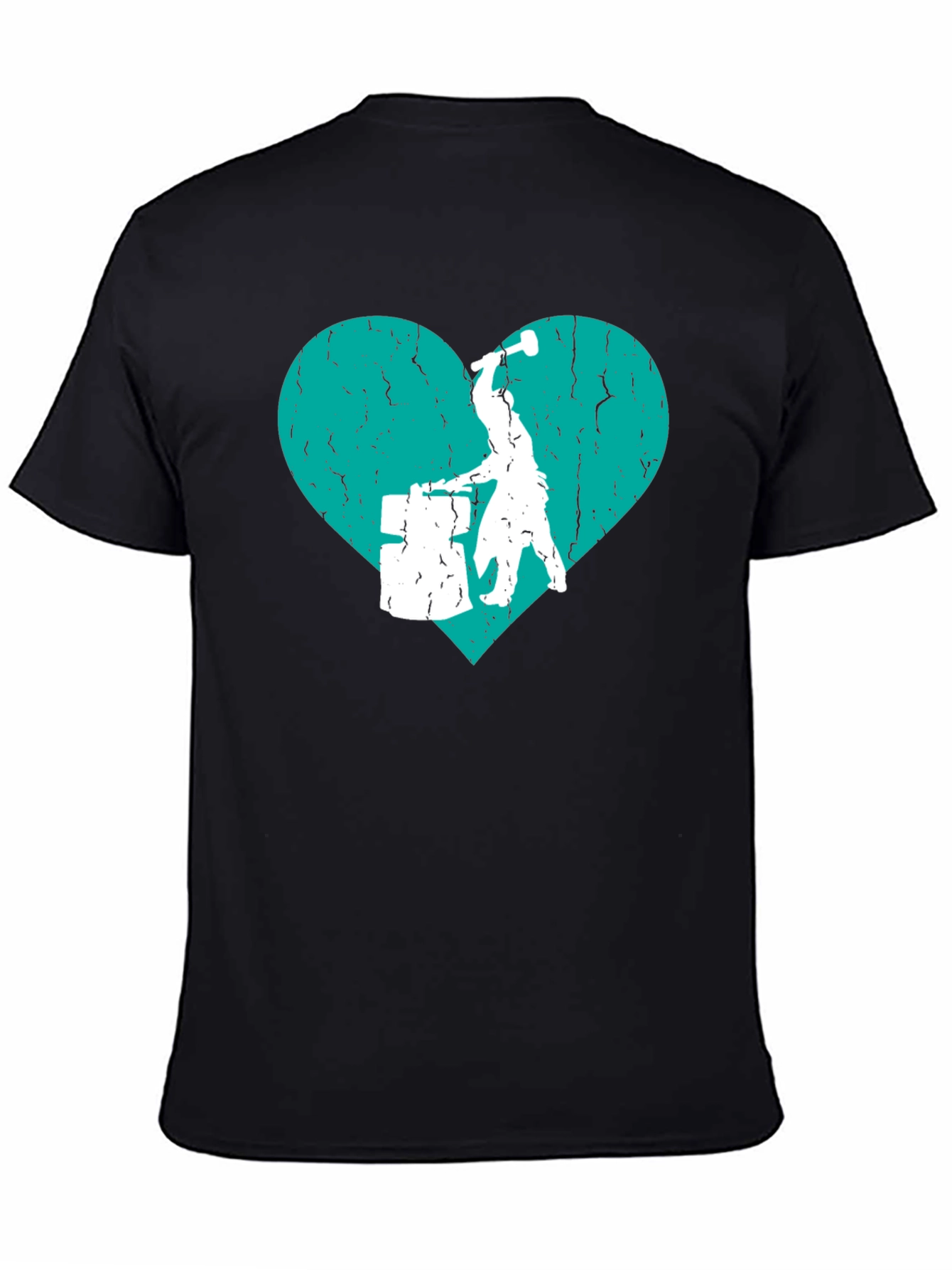 Drummer Heart Graphic Tee - Black Cotton T-Shirt