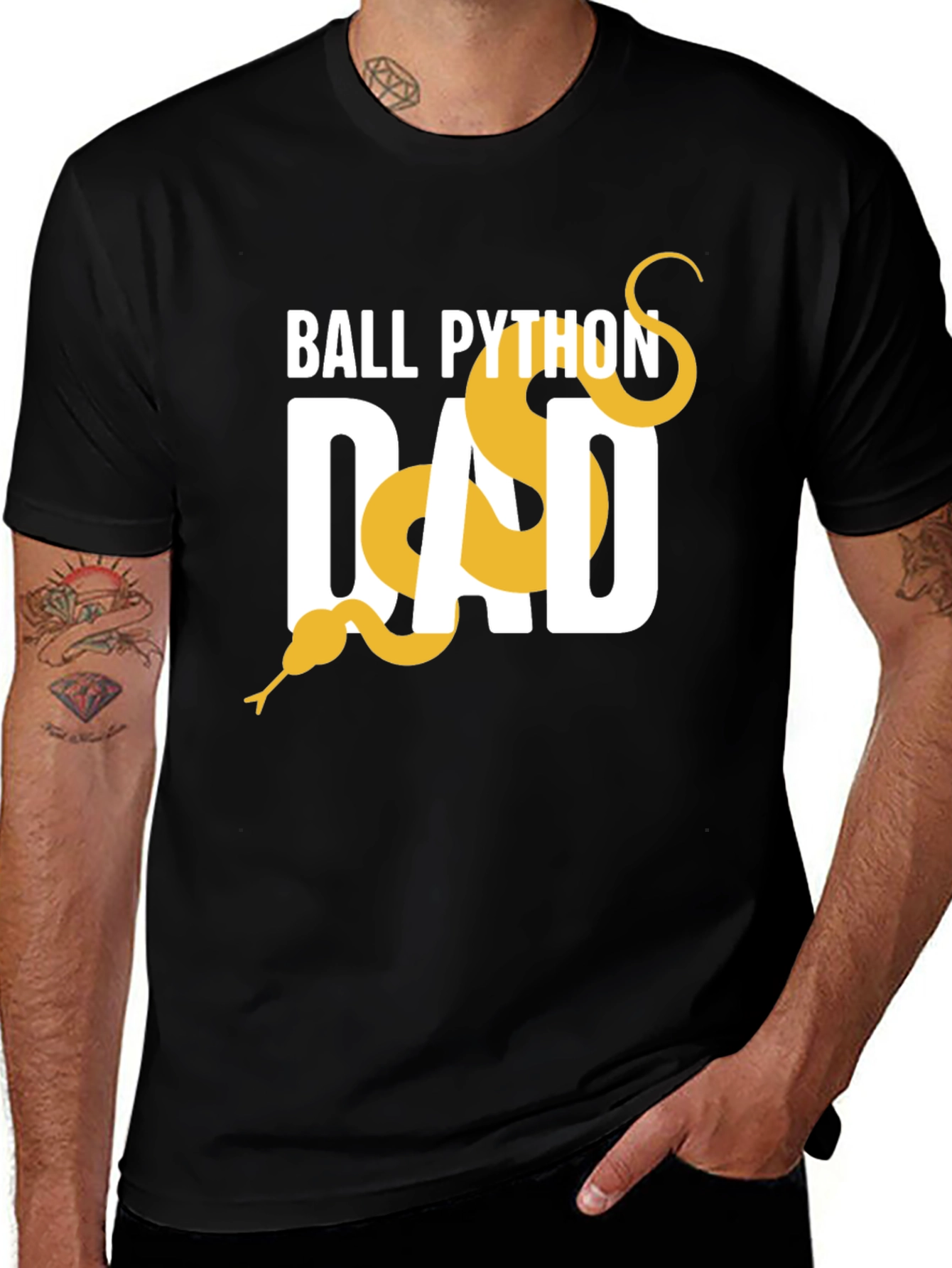 Ball Python Dad Graphic Tee - Black Cotton T-Shirt