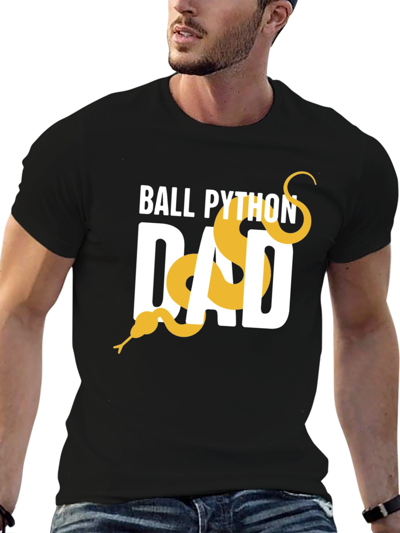 Ball Python Dad Graphic Tee - Black Cotton T-Shirt