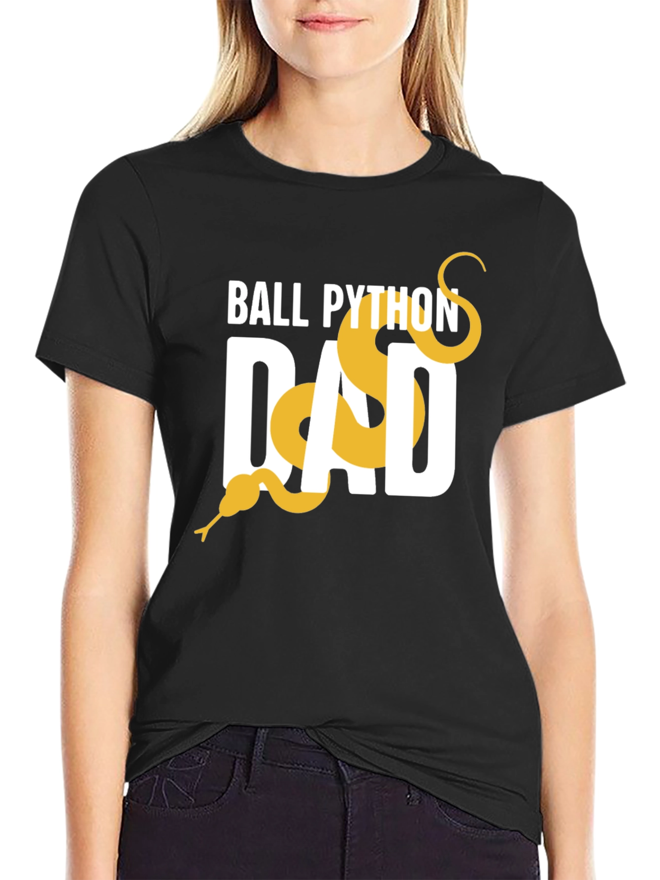 Ball Python Dad Graphic Tee - Black Cotton T-Shirt