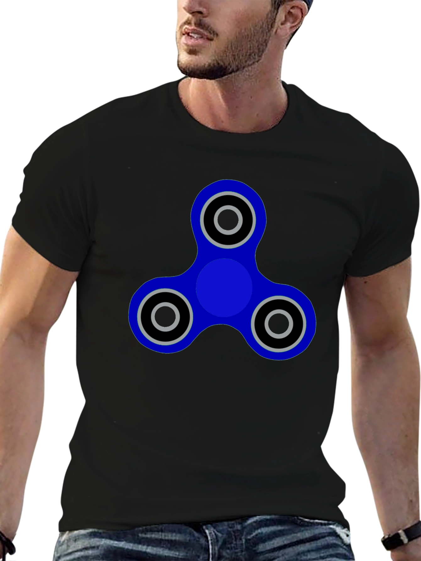 Blue Fidget Spinner Graphic Tee - Casual Cool Style