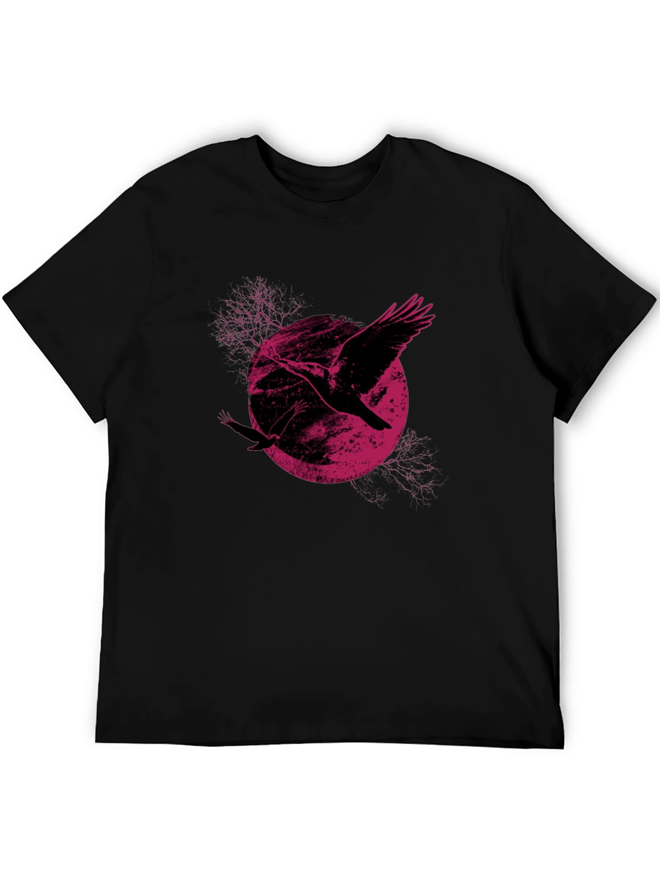 Raven Moon Graphic Tee - Black Cotton T-Shirt