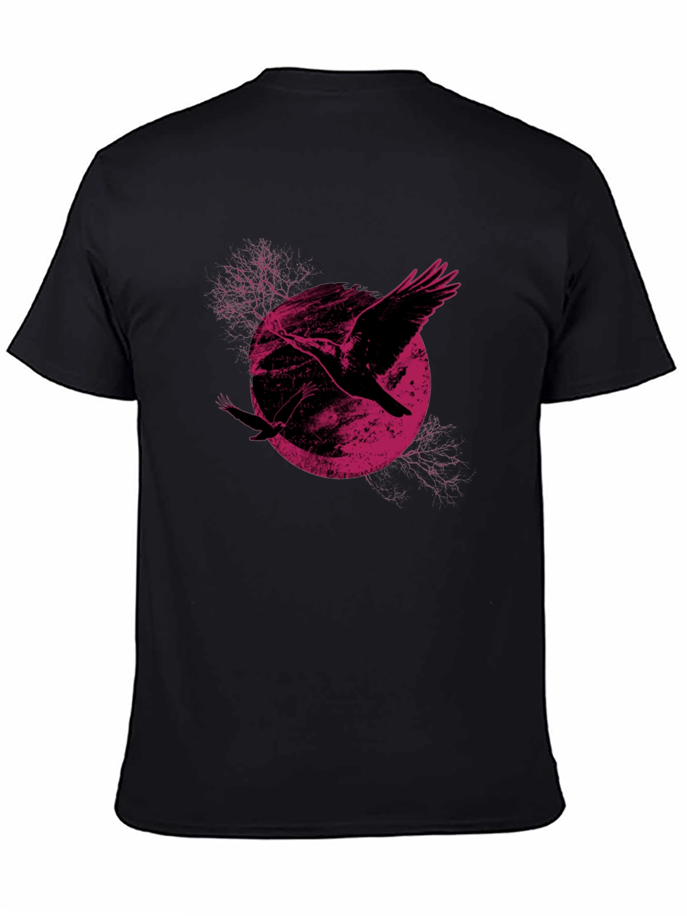 Raven Moon Graphic Tee - Black Cotton T-Shirt