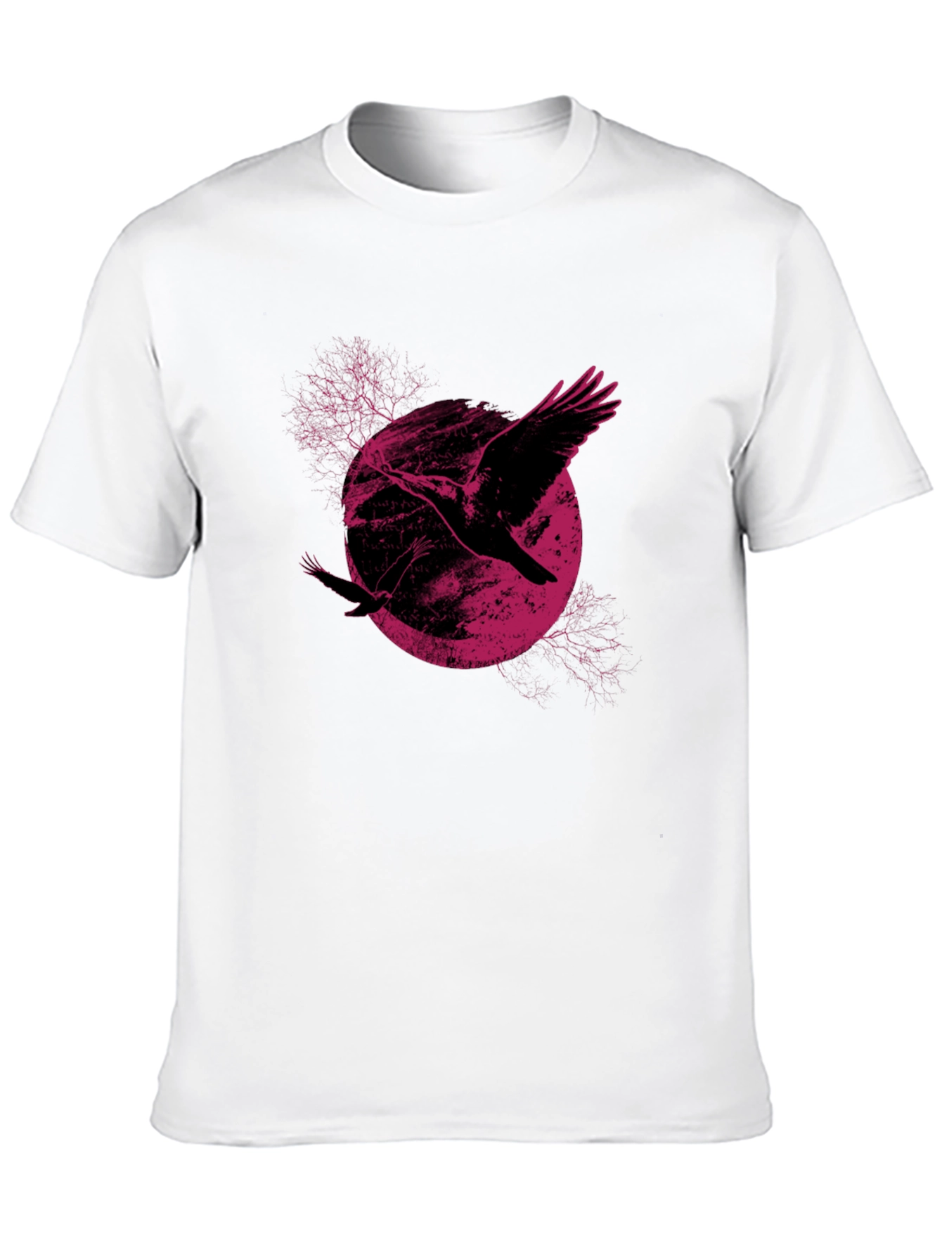 Raven Moon Graphic Tee - Black Cotton T-Shirt
