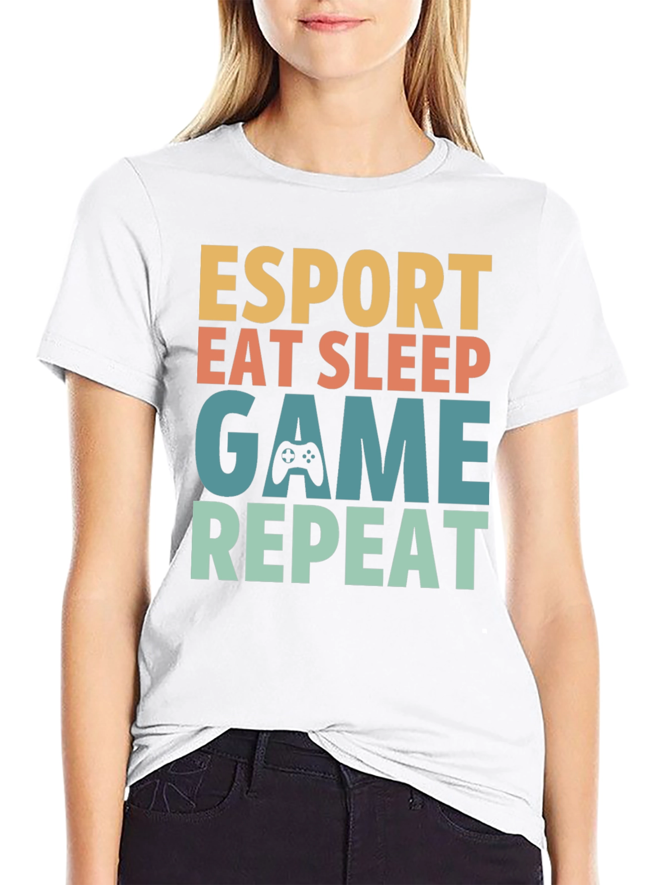 Esport Eat Sleep Game Repeat Graphic Tee