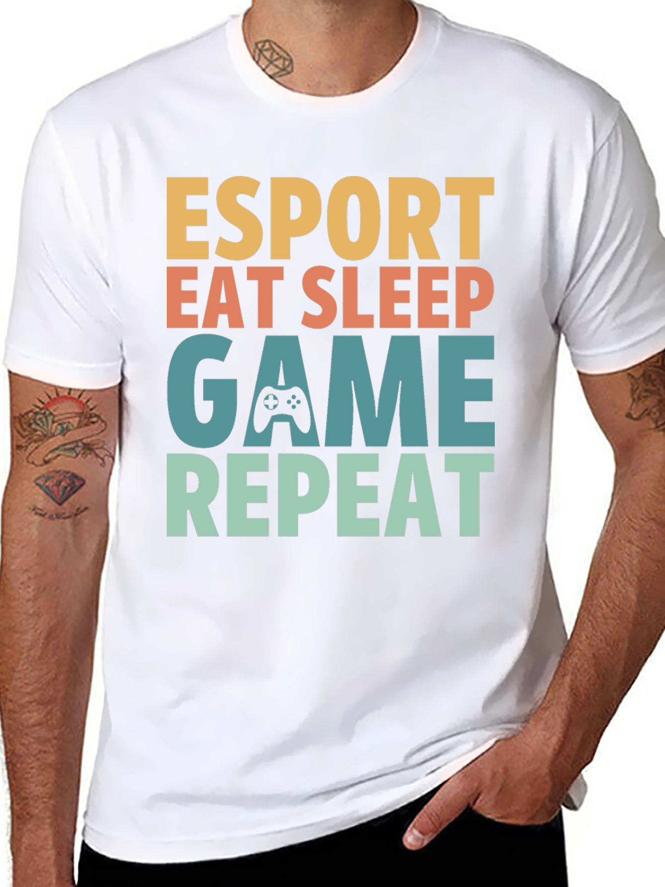 Esport Eat Sleep Game Repeat Graphic Tee