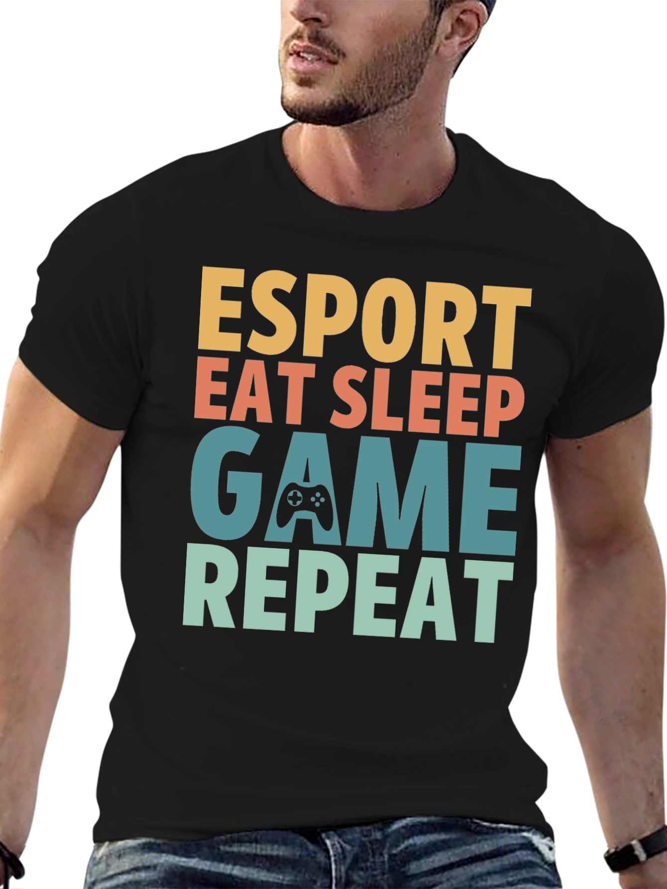 Esport Eat Sleep Game Repeat Graphic Tee