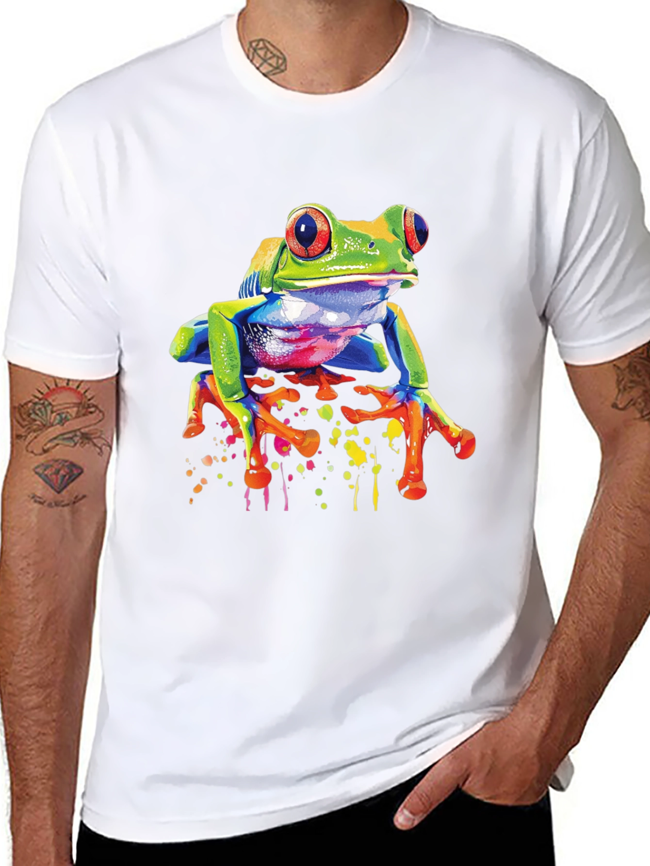 Funky Frog Graphic Tee - Vibrant Mens T-Shirt
