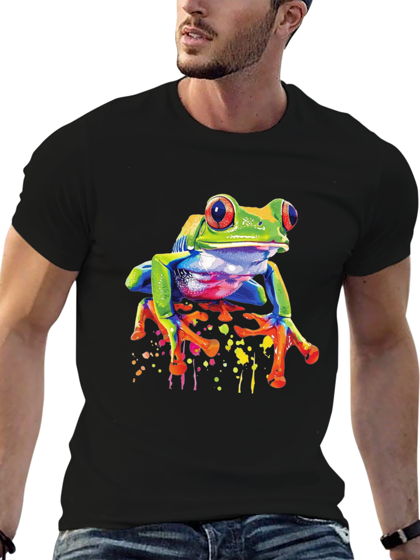 Funky Frog Graphic Tee - Vibrant Mens T-Shirt