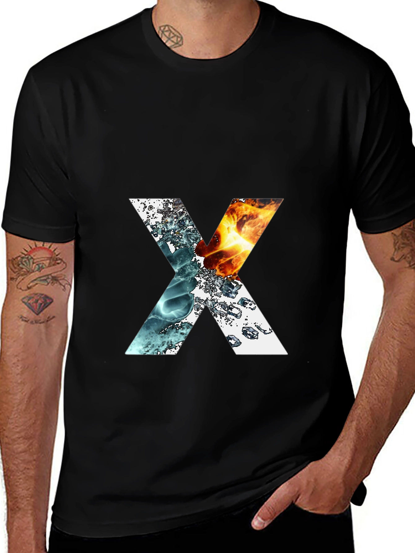 Elemental X Graphic T-Shirt - Fire & Water Design
