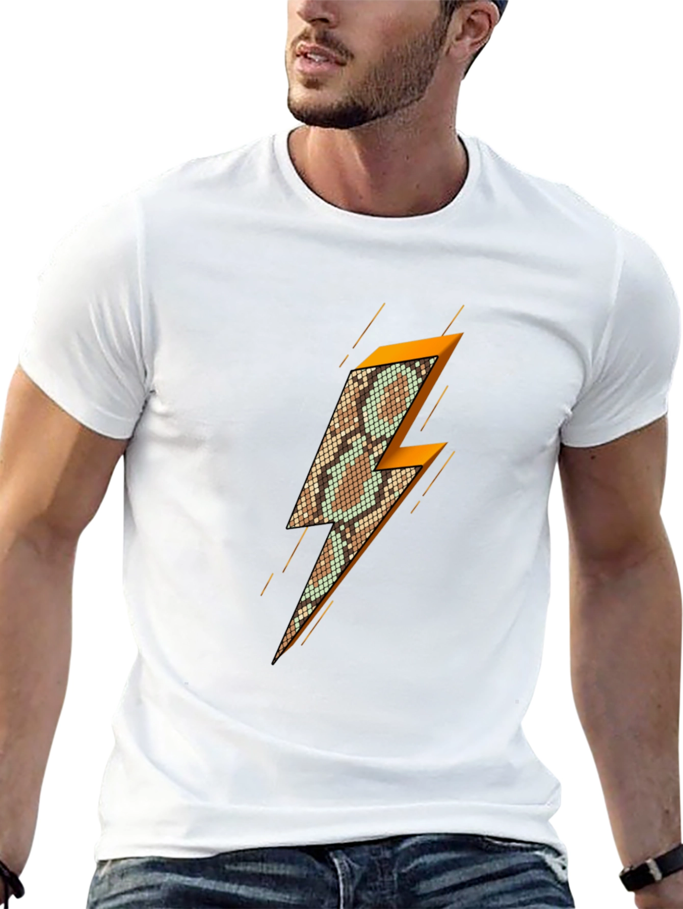 Snakeskin Lightning Bolt Graphic T-Shirt