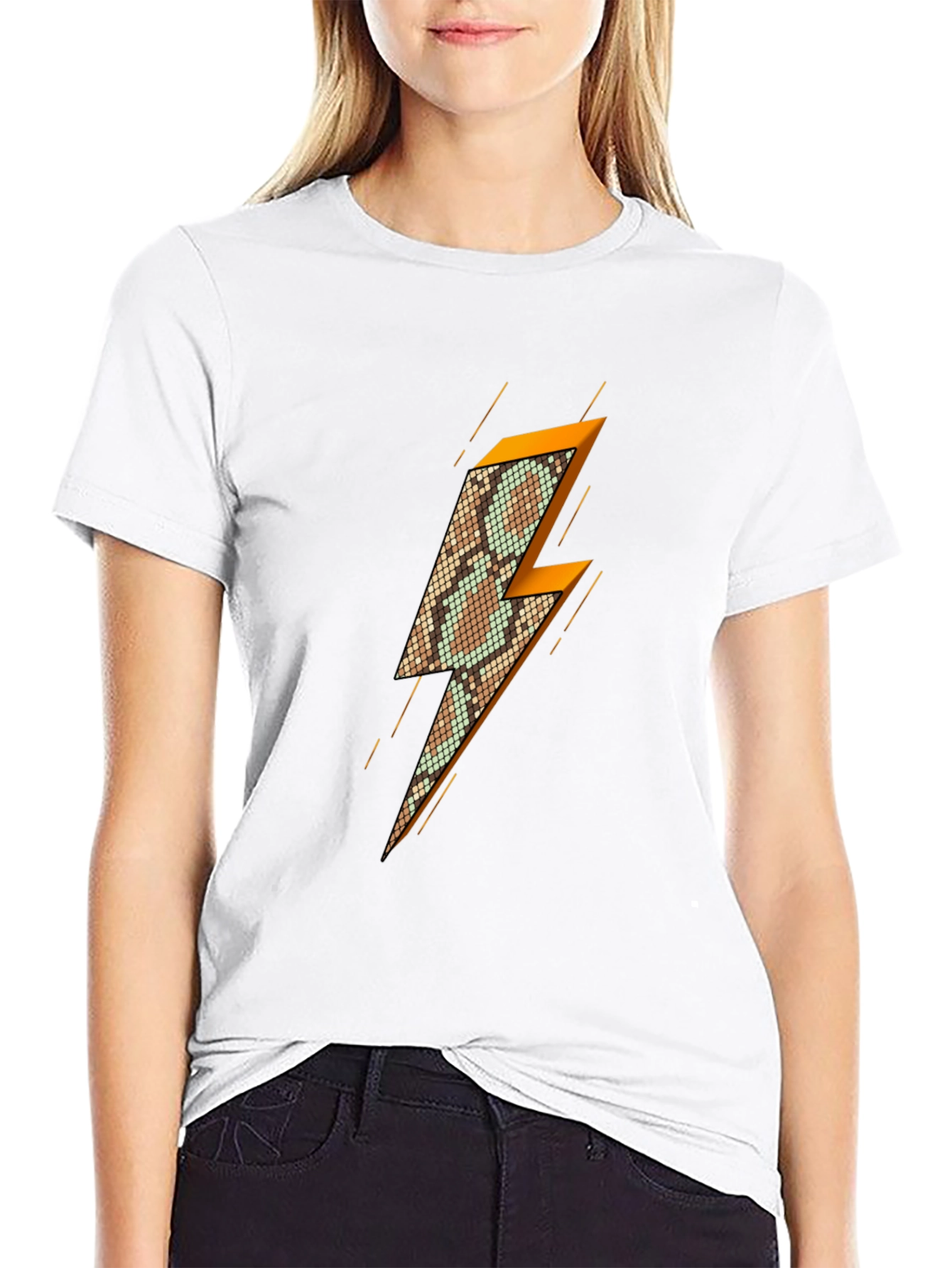 Snakeskin Lightning Bolt Graphic T-Shirt