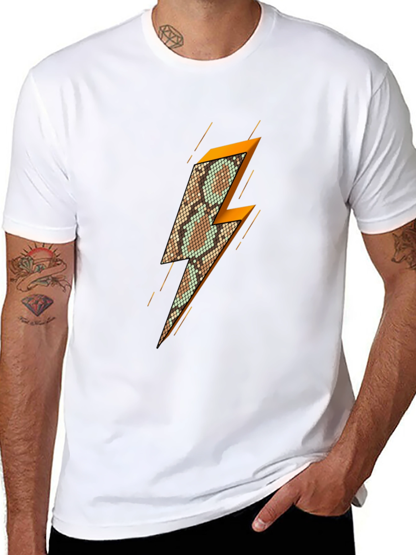 Snakeskin Lightning Bolt Graphic T-Shirt