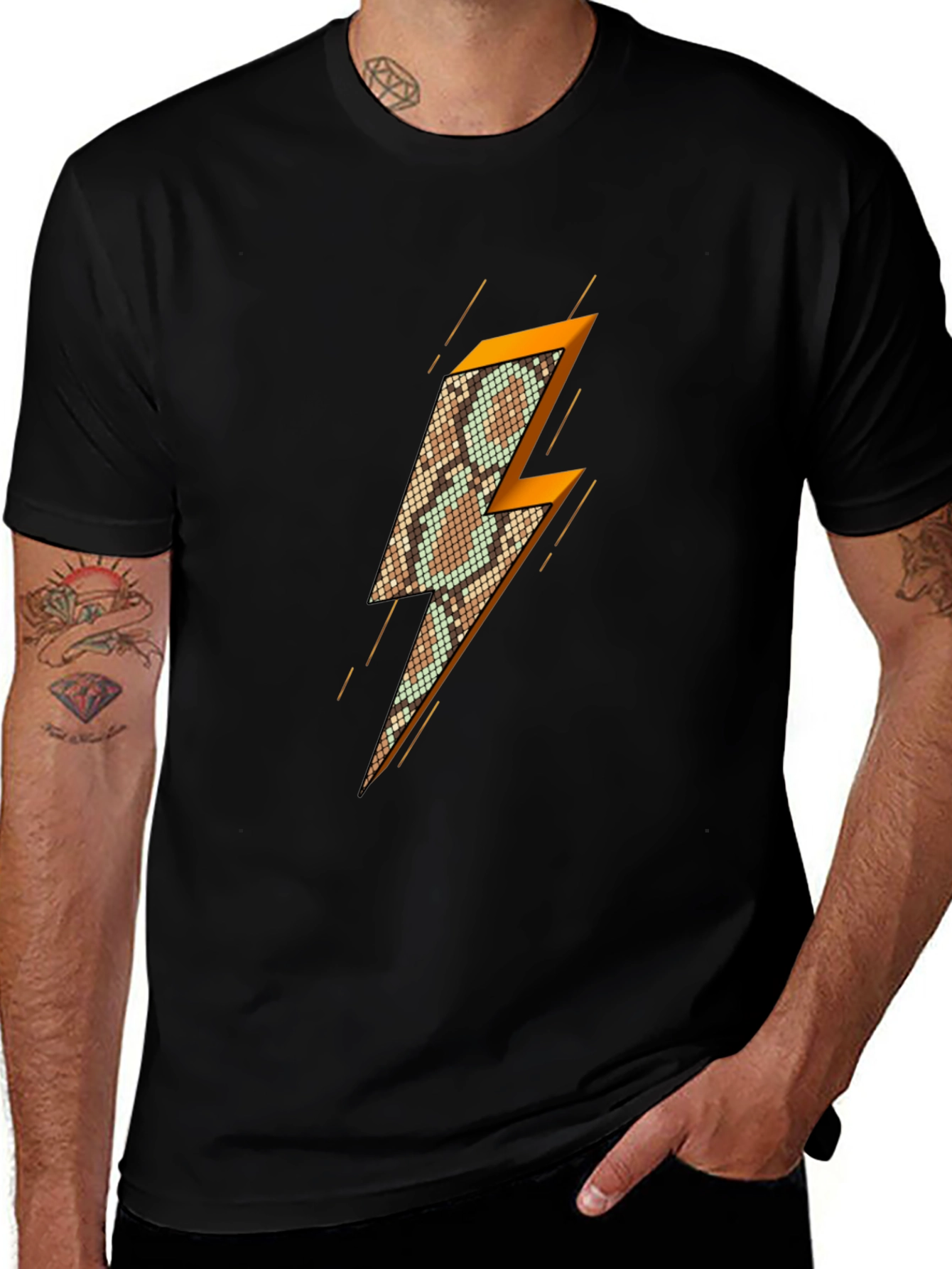 Snakeskin Lightning Bolt Graphic T-Shirt