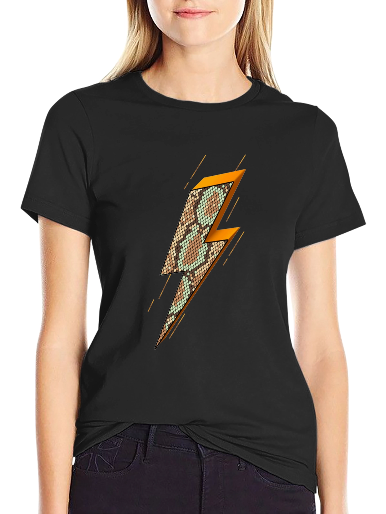 Snakeskin Lightning Bolt Graphic T-Shirt