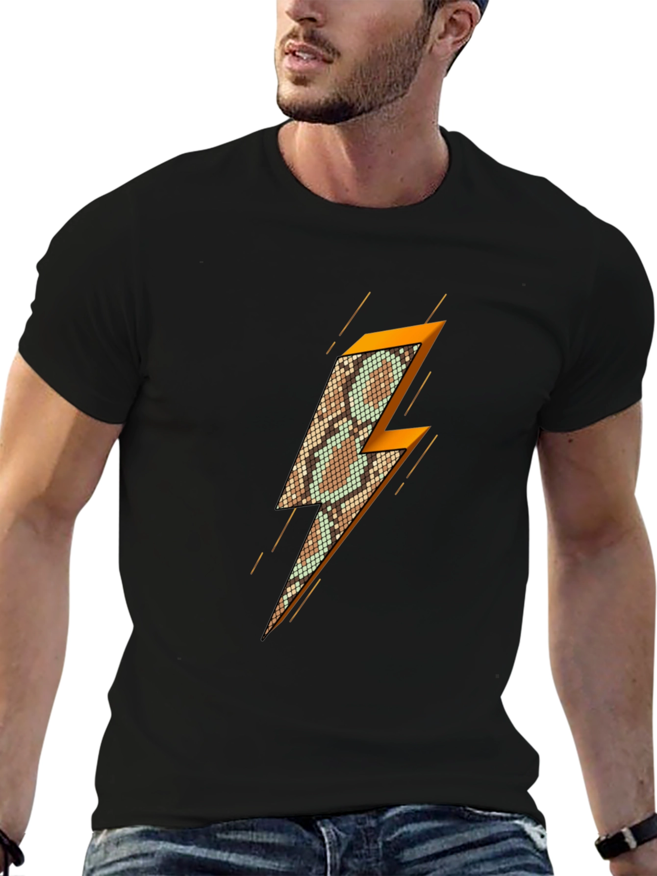 Snakeskin Lightning Bolt Graphic T-Shirt