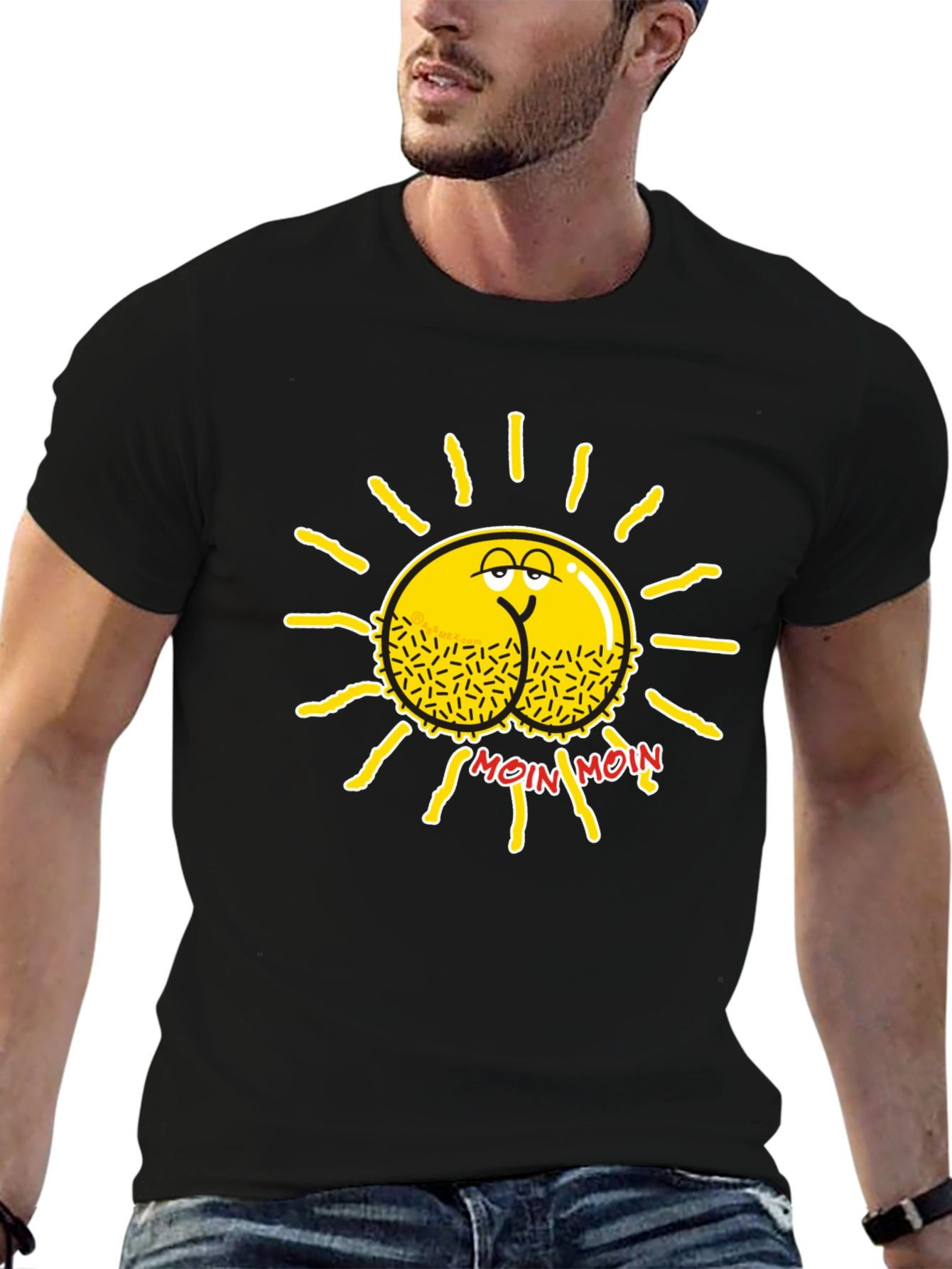 Funny Sun Butt Moin Moin Black T-Shirt