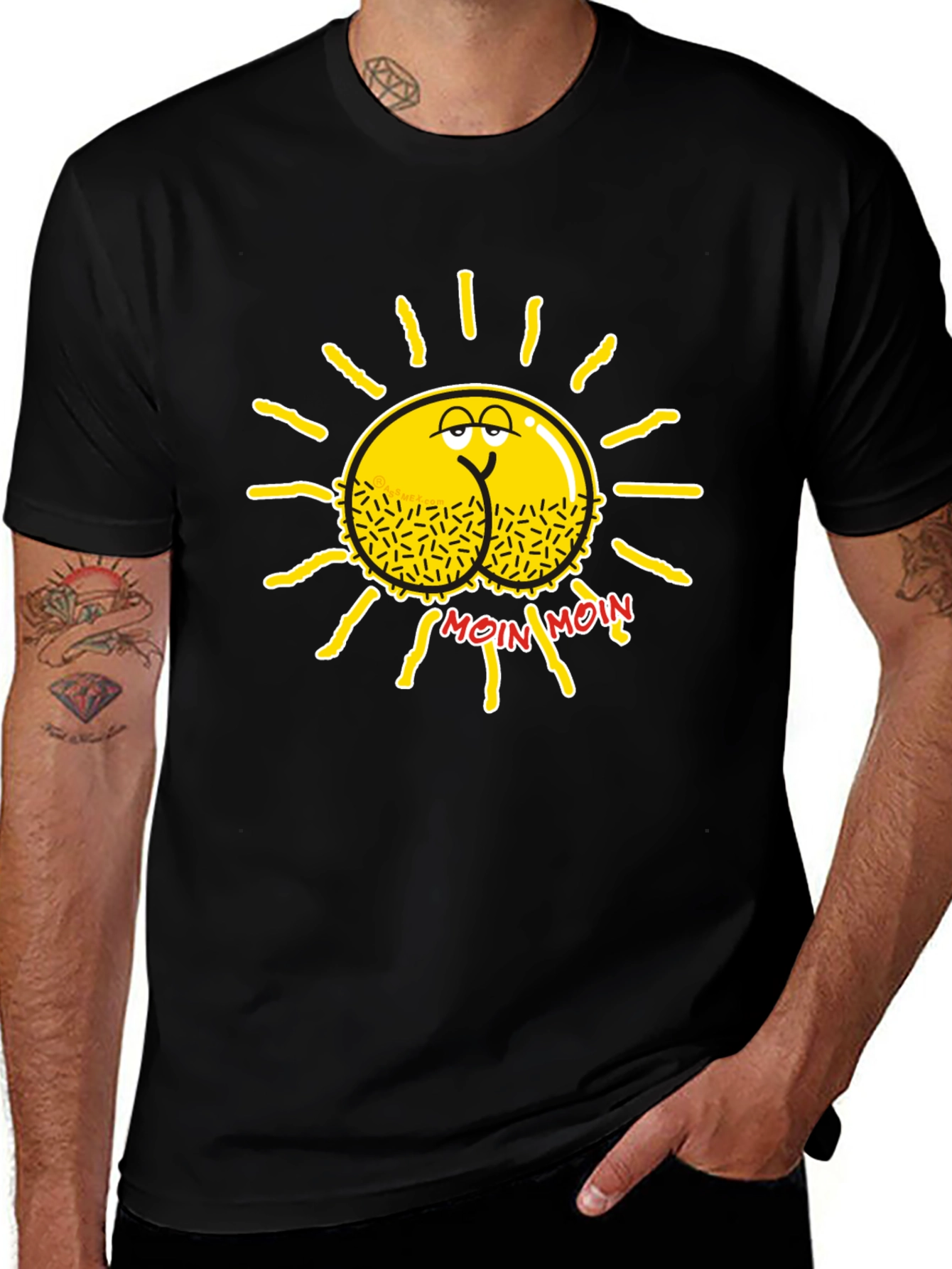Funny Sun Butt Moin Moin Black T-Shirt