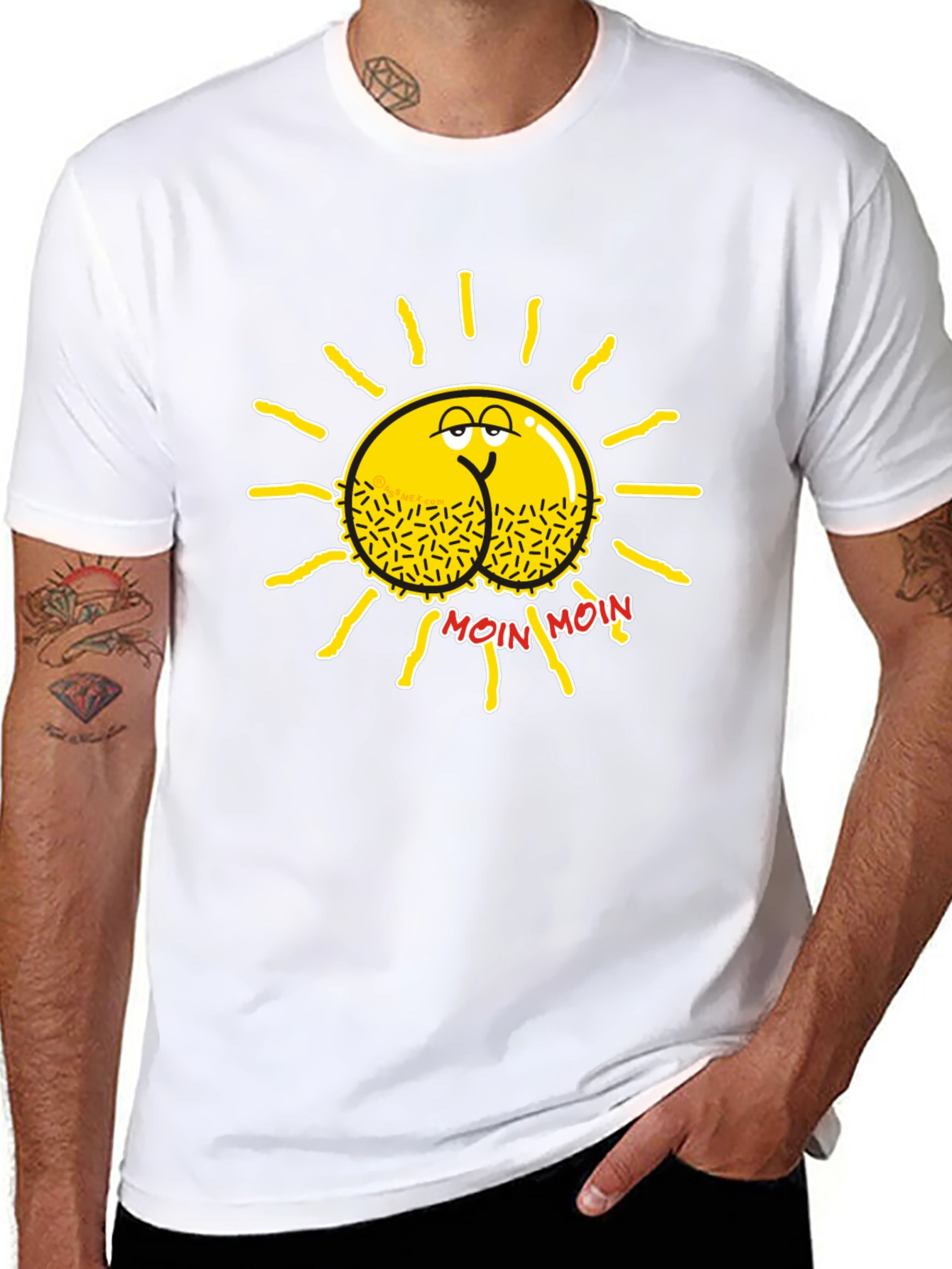 Funny Sun Butt Moin Moin Black T-Shirt