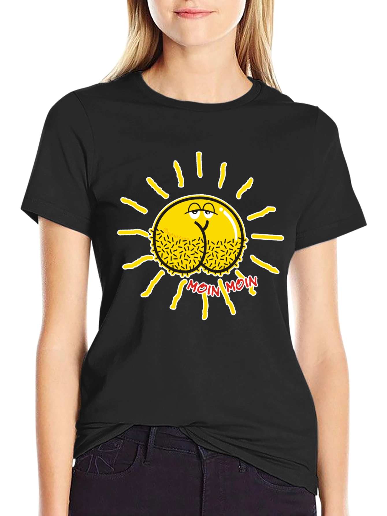 Funny Sun Butt Moin Moin Black T-Shirt