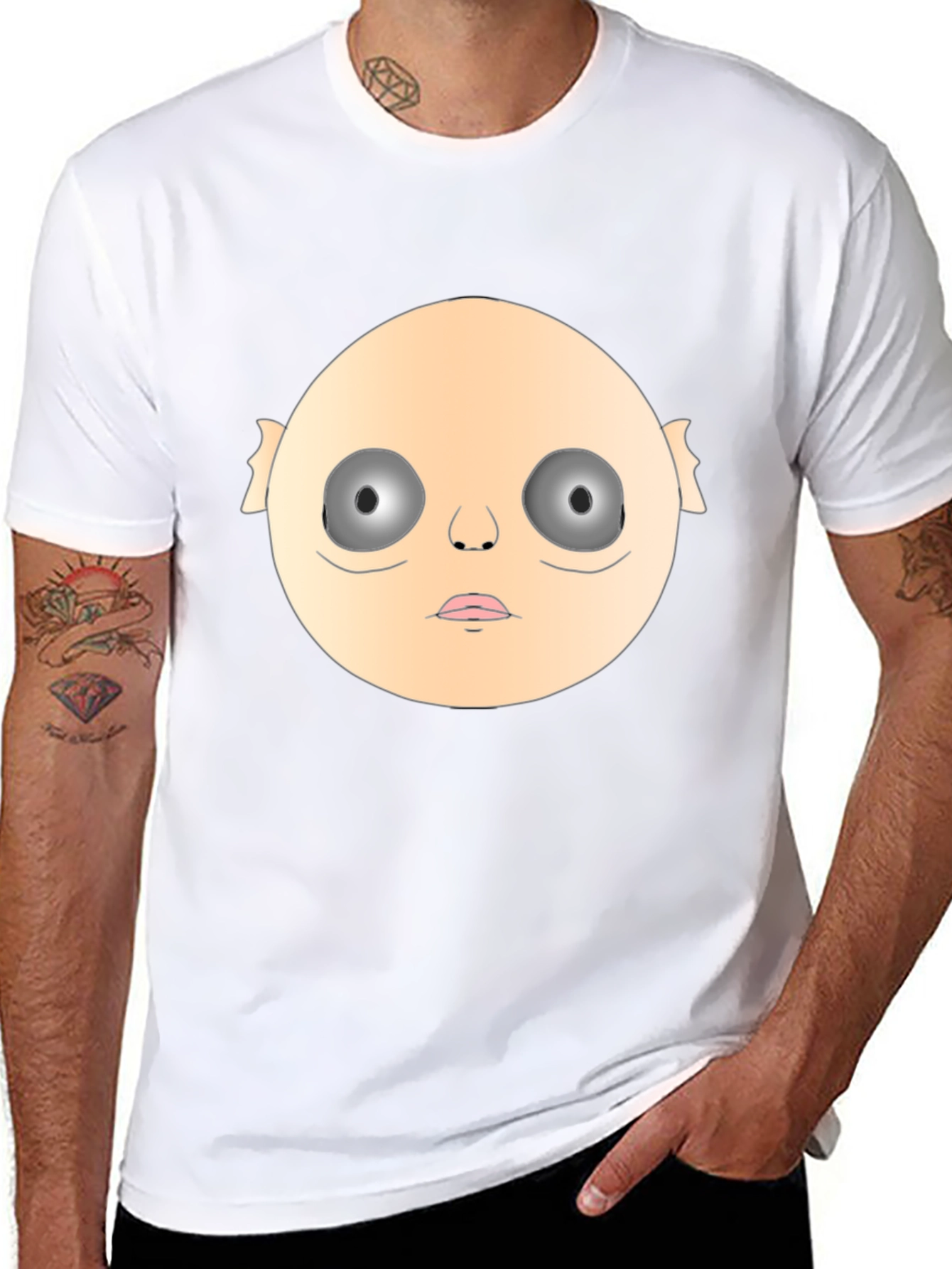 Creepy Face Graphic Black T-Shirt