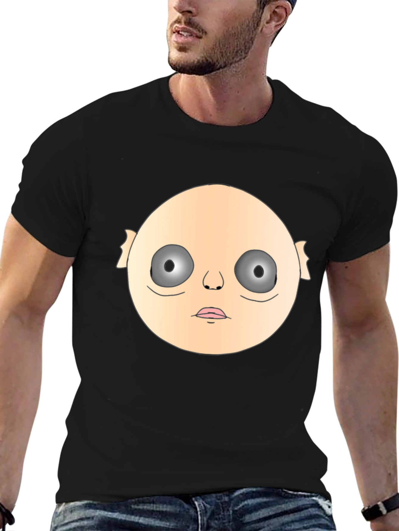 Creepy Face Graphic Black T-Shirt