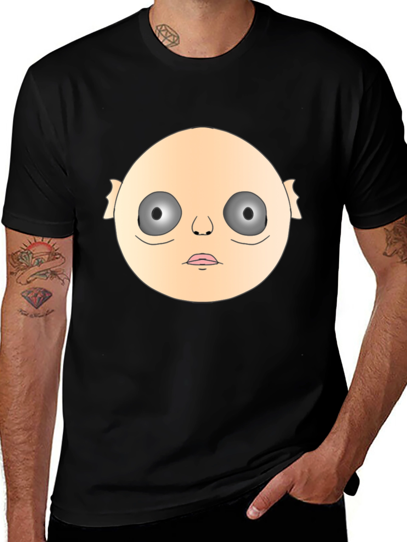 Creepy Face Graphic Black T-Shirt