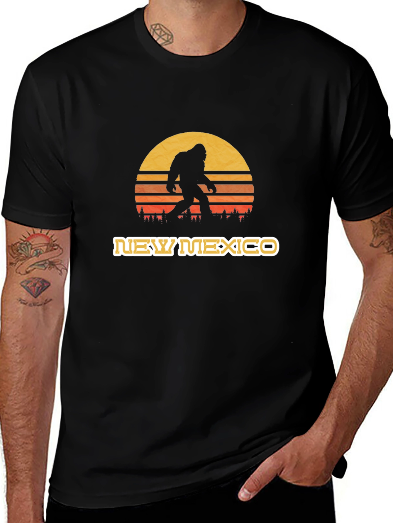 New Mexico Bigfoot Sunset T-Shirt - Black