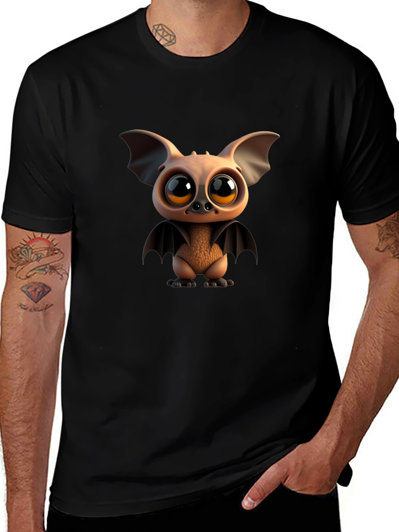 Cute Cartoon Bat Graphic T-Shirt