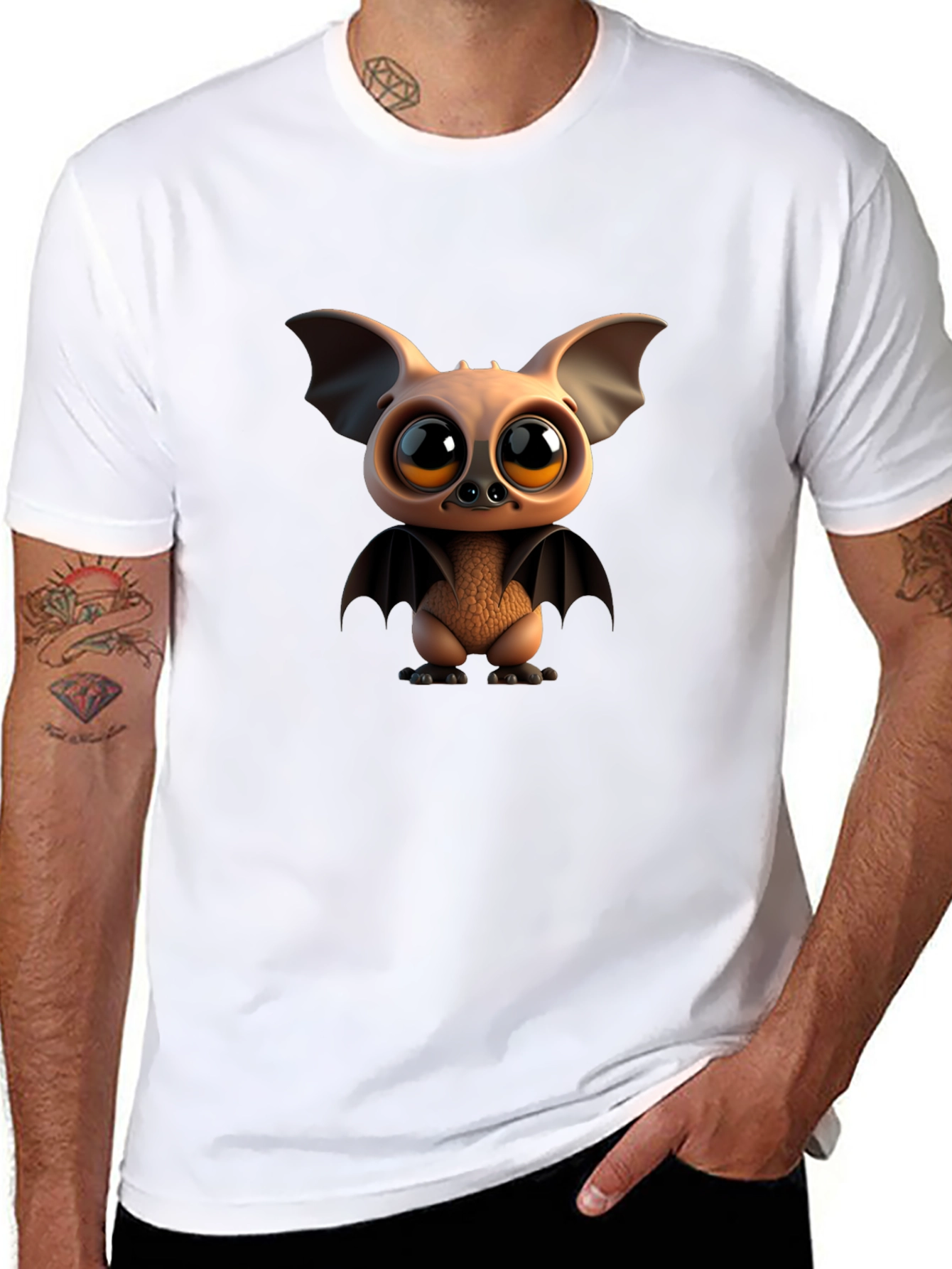 Cute Cartoon Bat Graphic T-Shirt