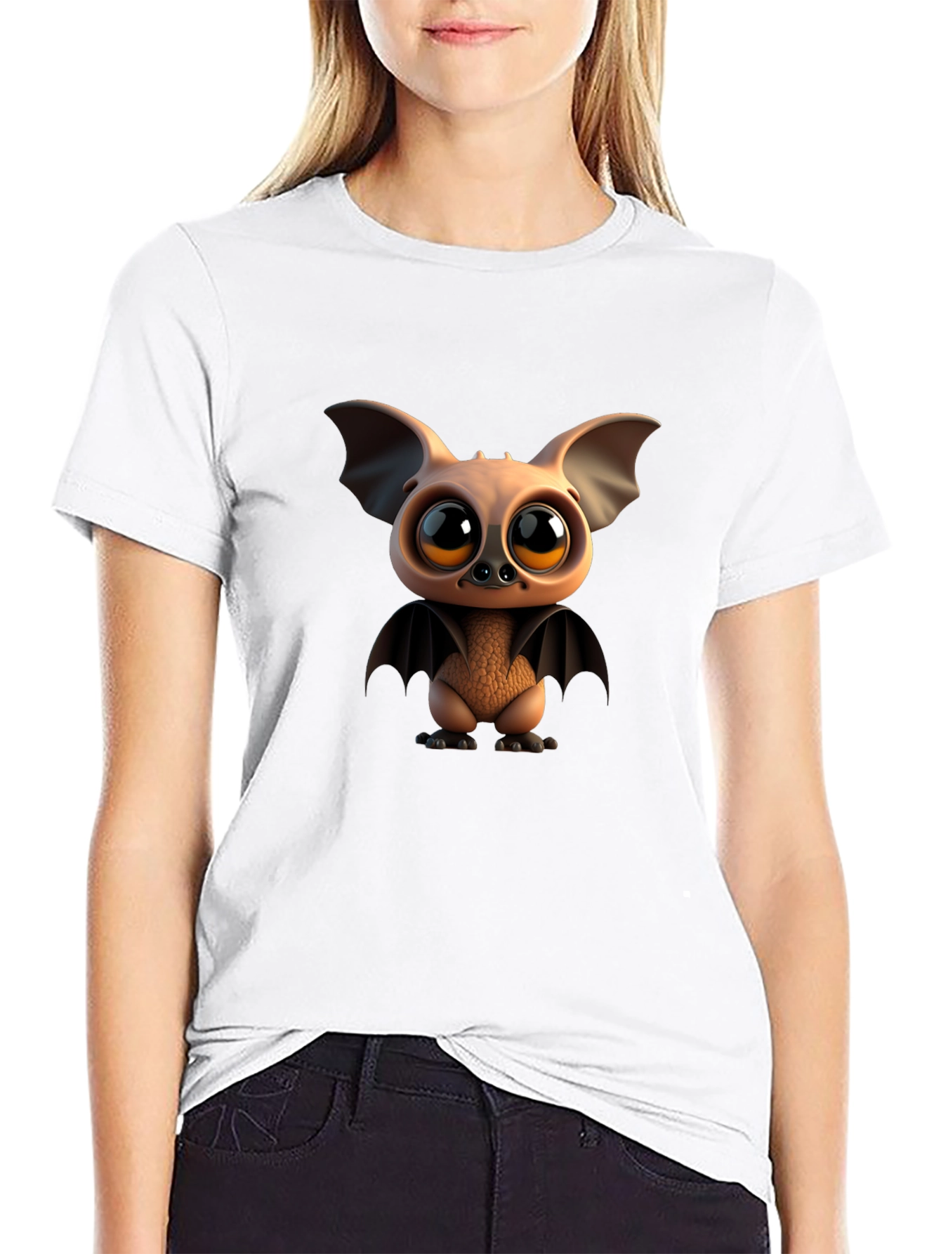 Cute Cartoon Bat Graphic T-Shirt