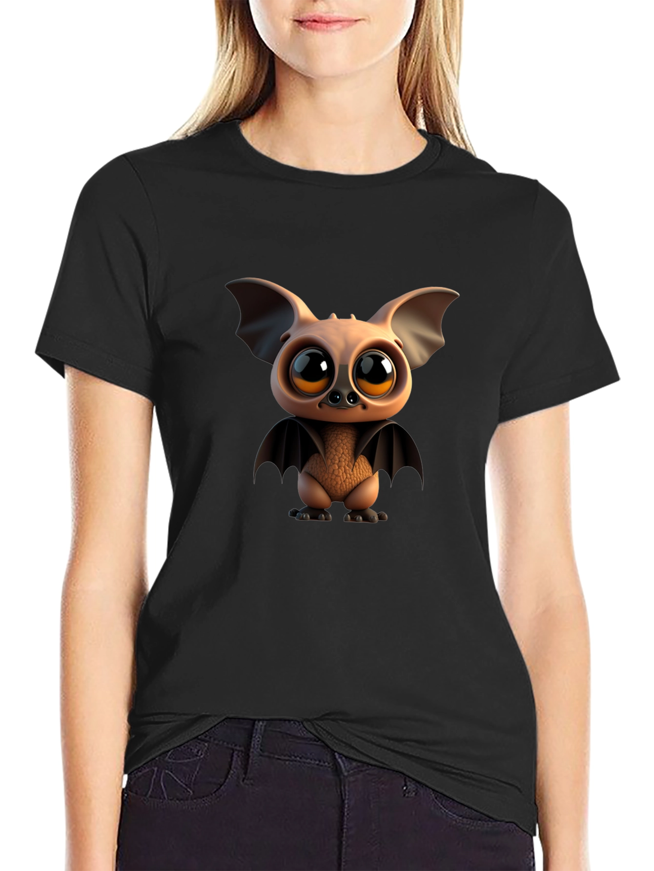 Cute Cartoon Bat Graphic T-Shirt