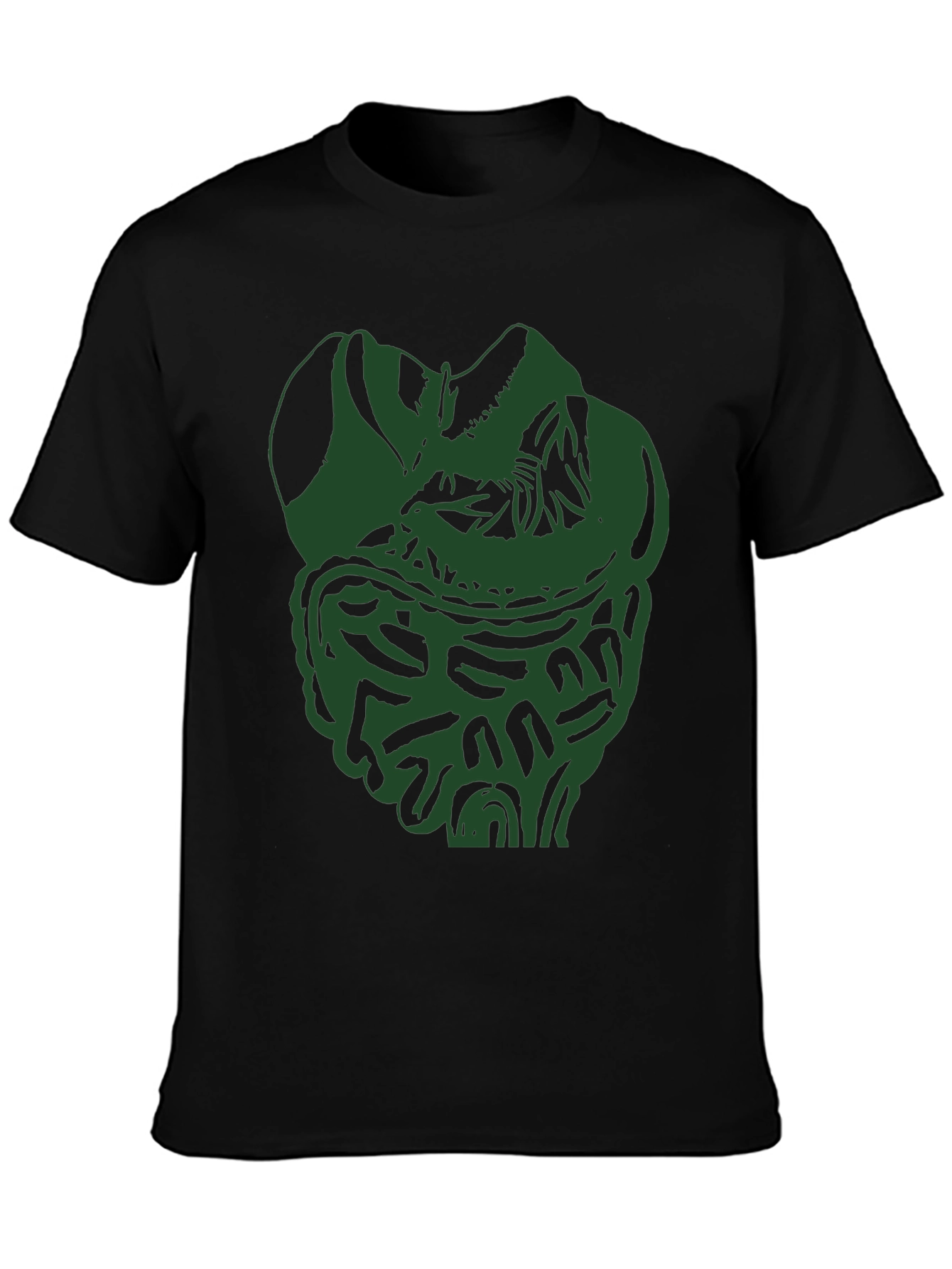 Unique Green Intestine Graphic Black T-Shirt