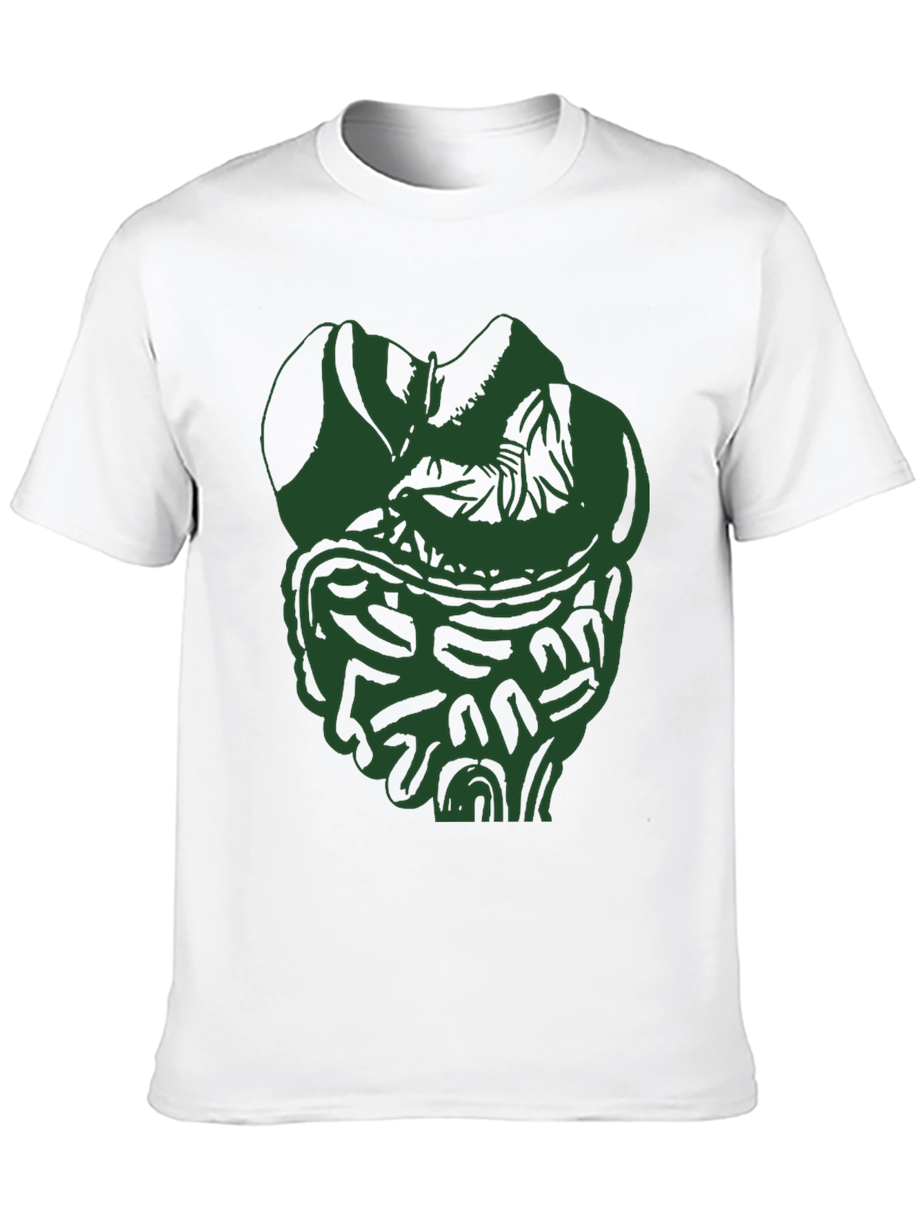 Unique Green Intestine Graphic Black T-Shirt