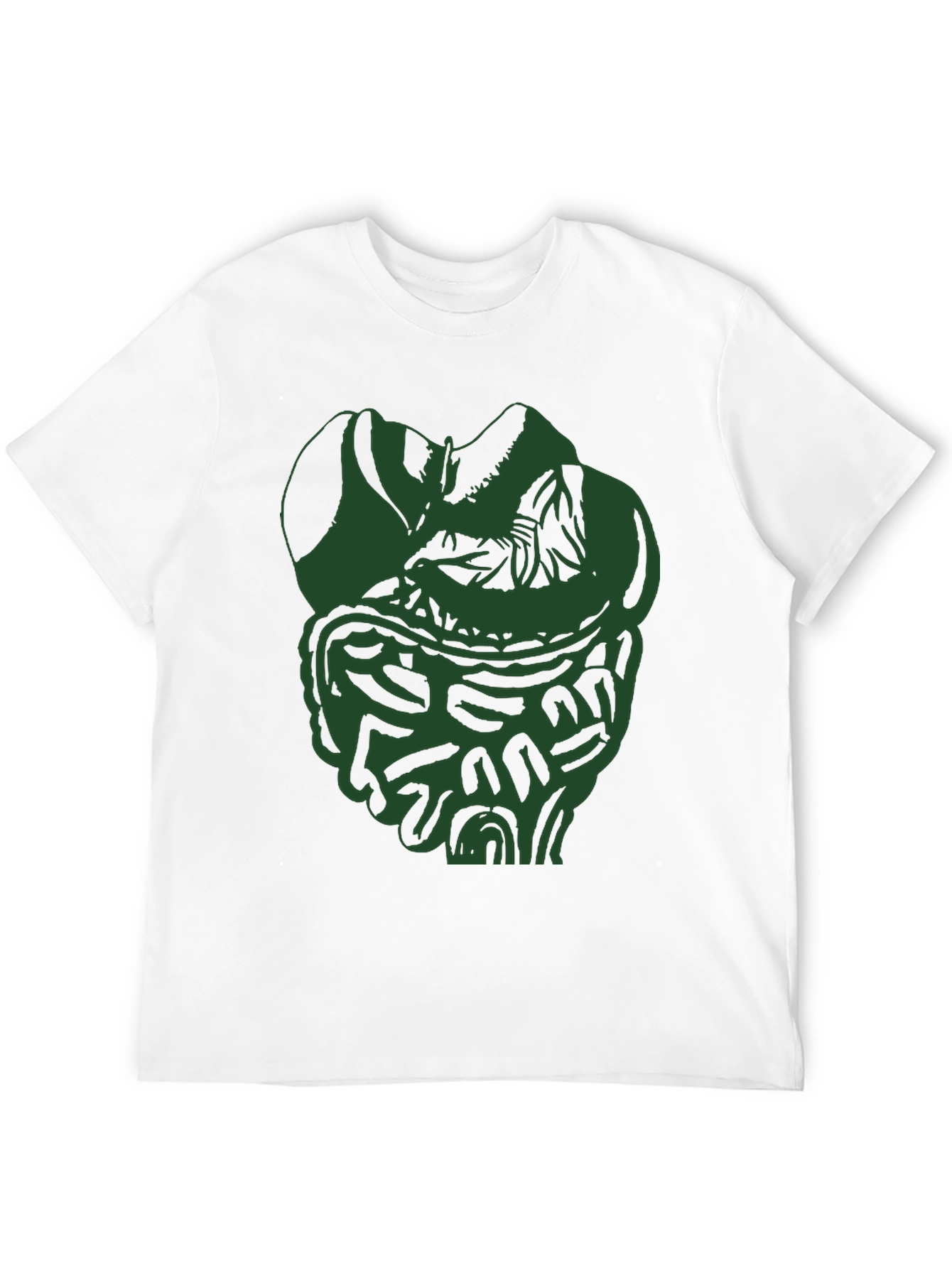 Unique Green Intestine Graphic Black T-Shirt