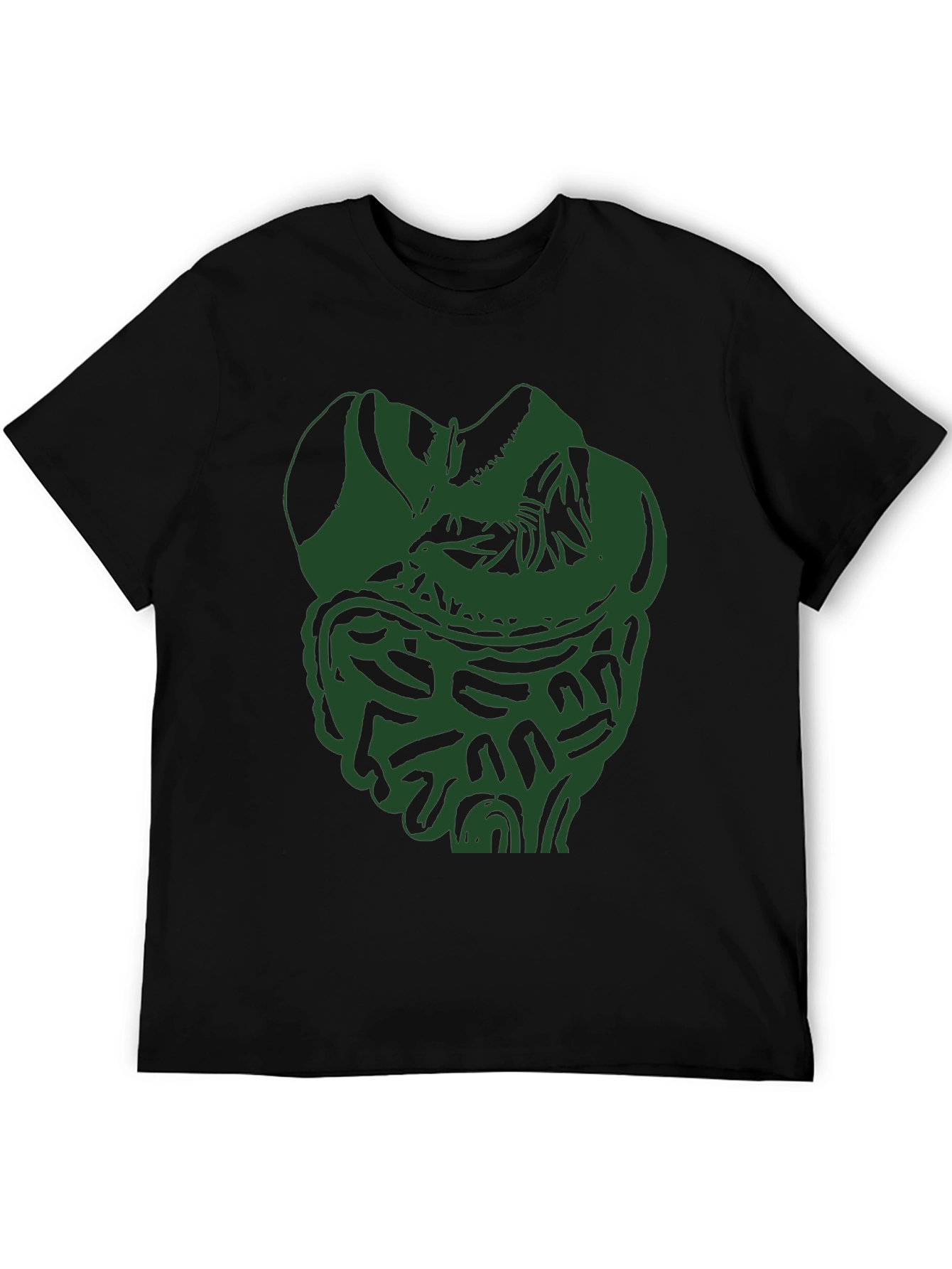 Unique Green Intestine Graphic Black T-Shirt