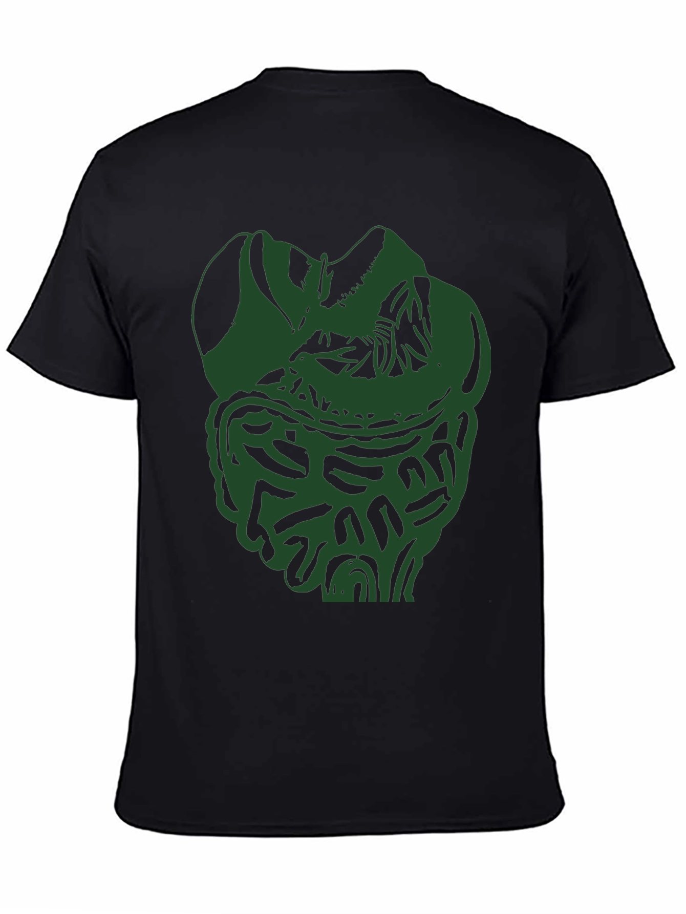 Unique Green Intestine Graphic Black T-Shirt