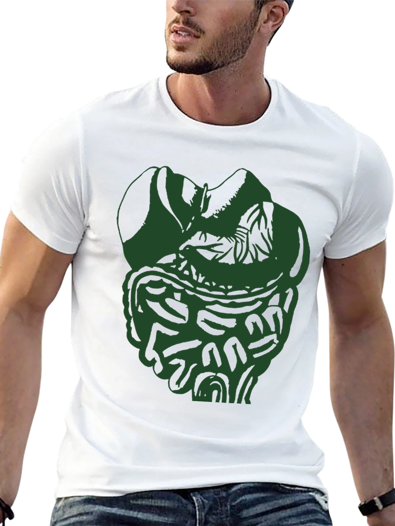 Unique Green Intestine Graphic Black T-Shirt