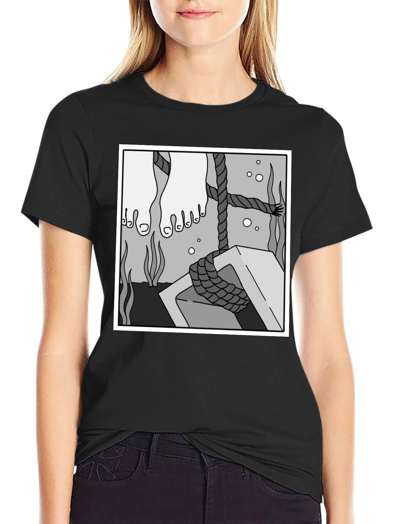 Underwater Scene Graphic Tee - Black
