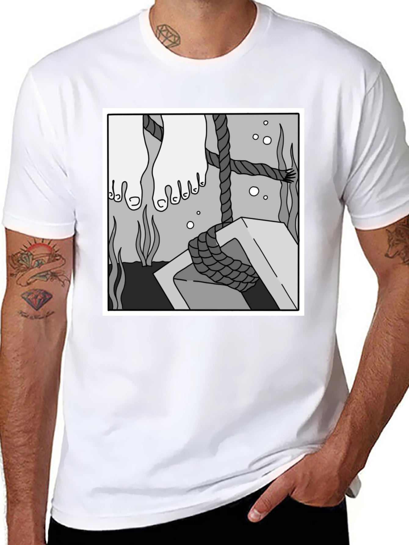 Underwater Scene Graphic Tee - Black