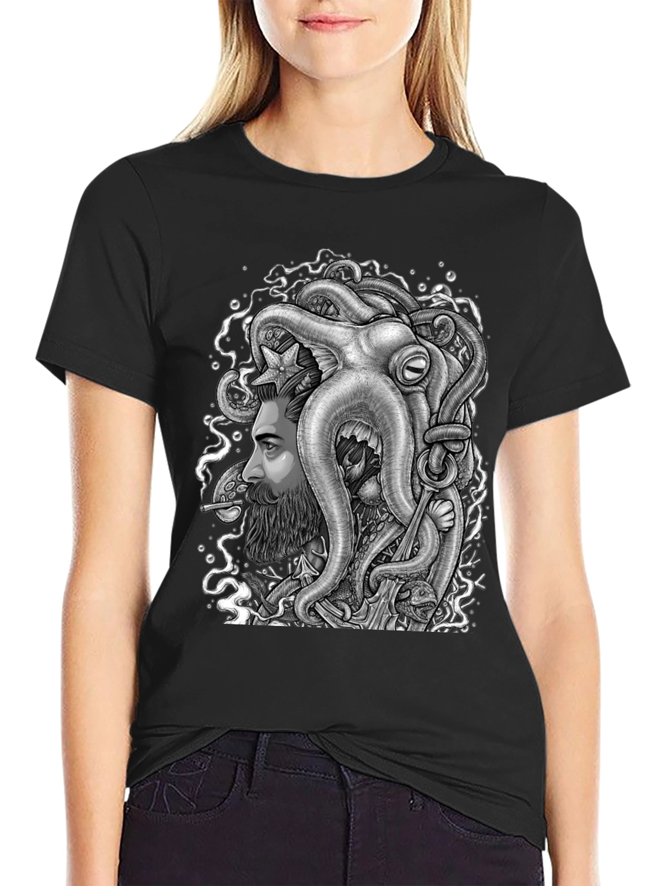 Octopus Beard Graphic Tee - Unique Design