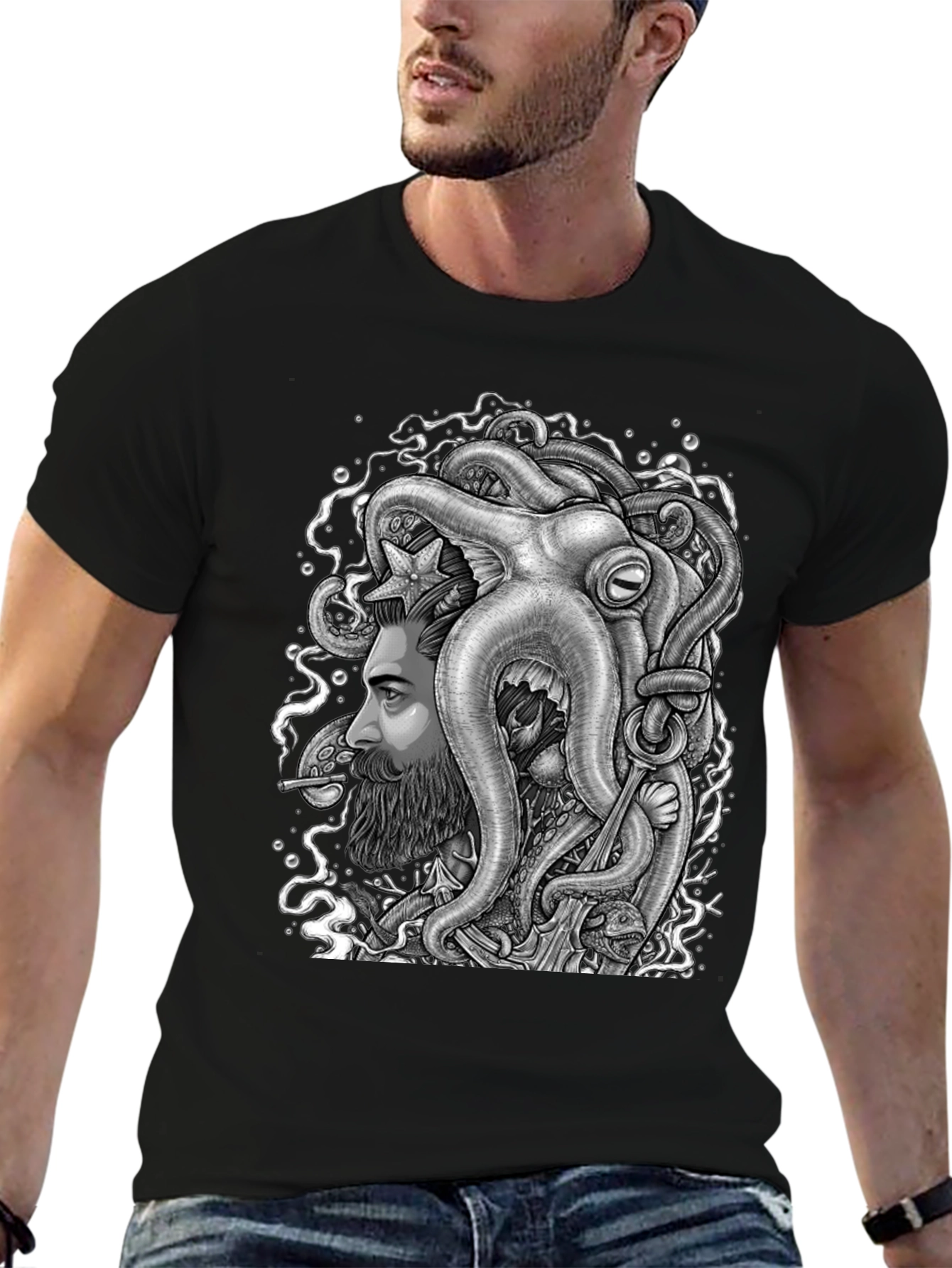 Octopus Beard Graphic Tee - Unique Design