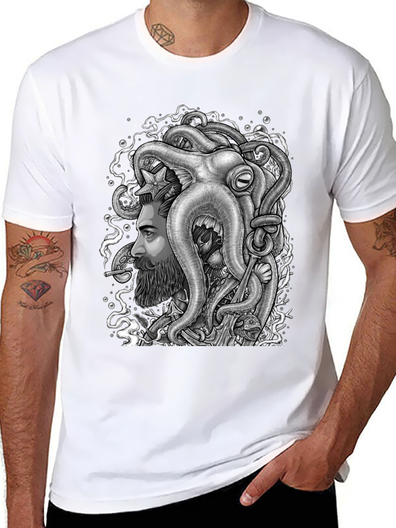 Octopus Beard Graphic Tee - Unique Design