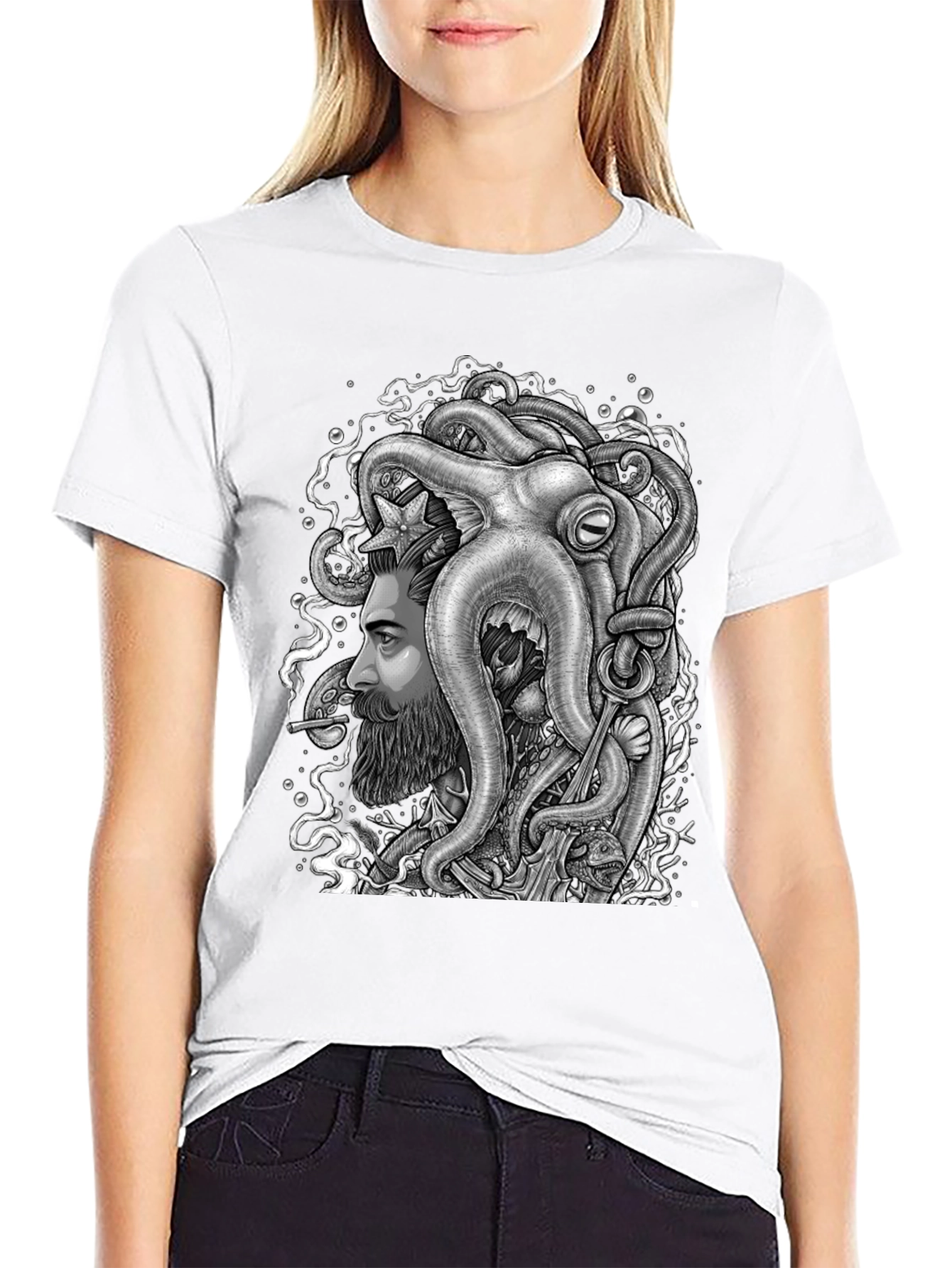Octopus Beard Graphic Tee - Unique Design