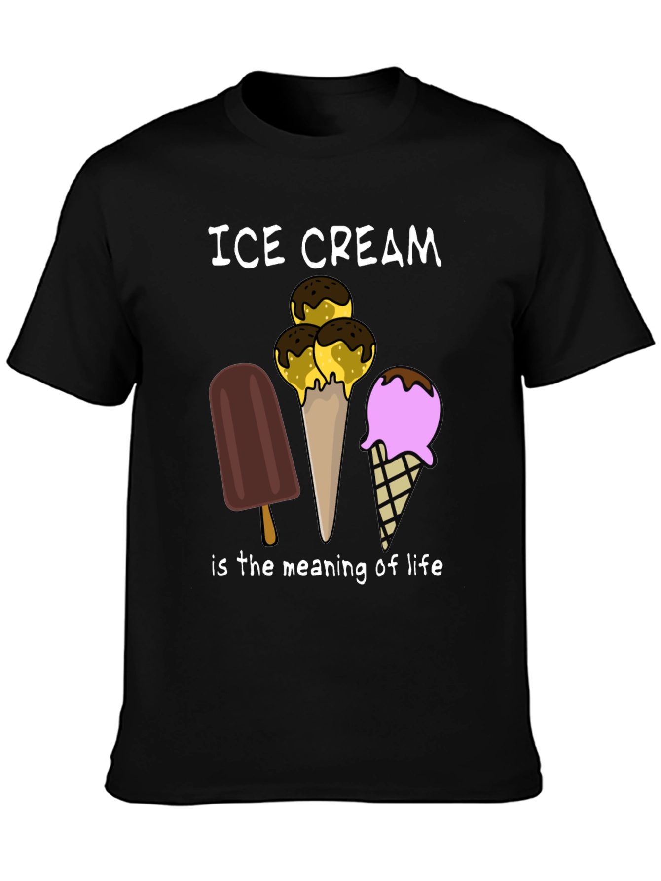 Ice Cream is the Meaning of Life Black T-Shirt