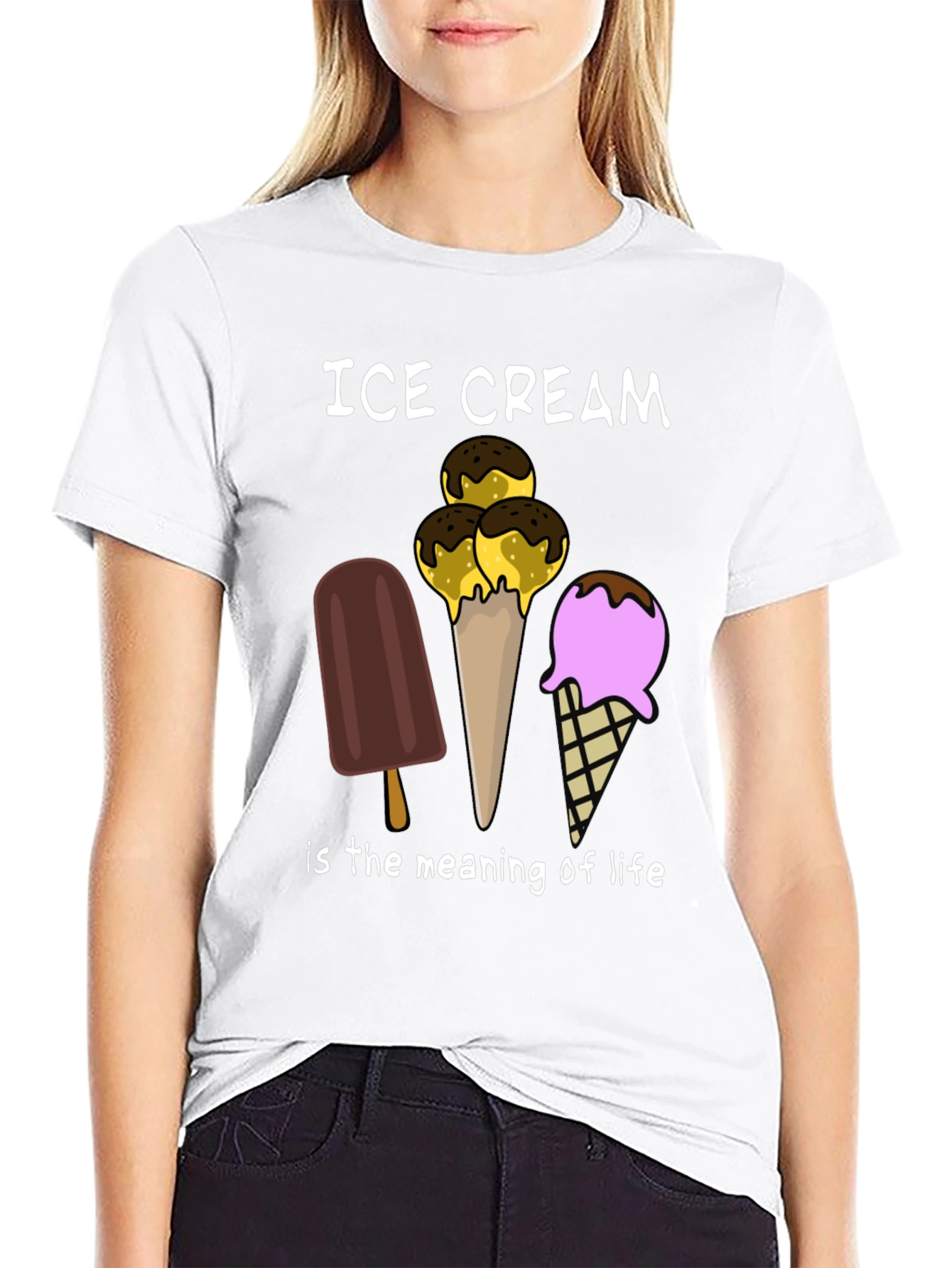 Ice Cream is the Meaning of Life Black T-Shirt