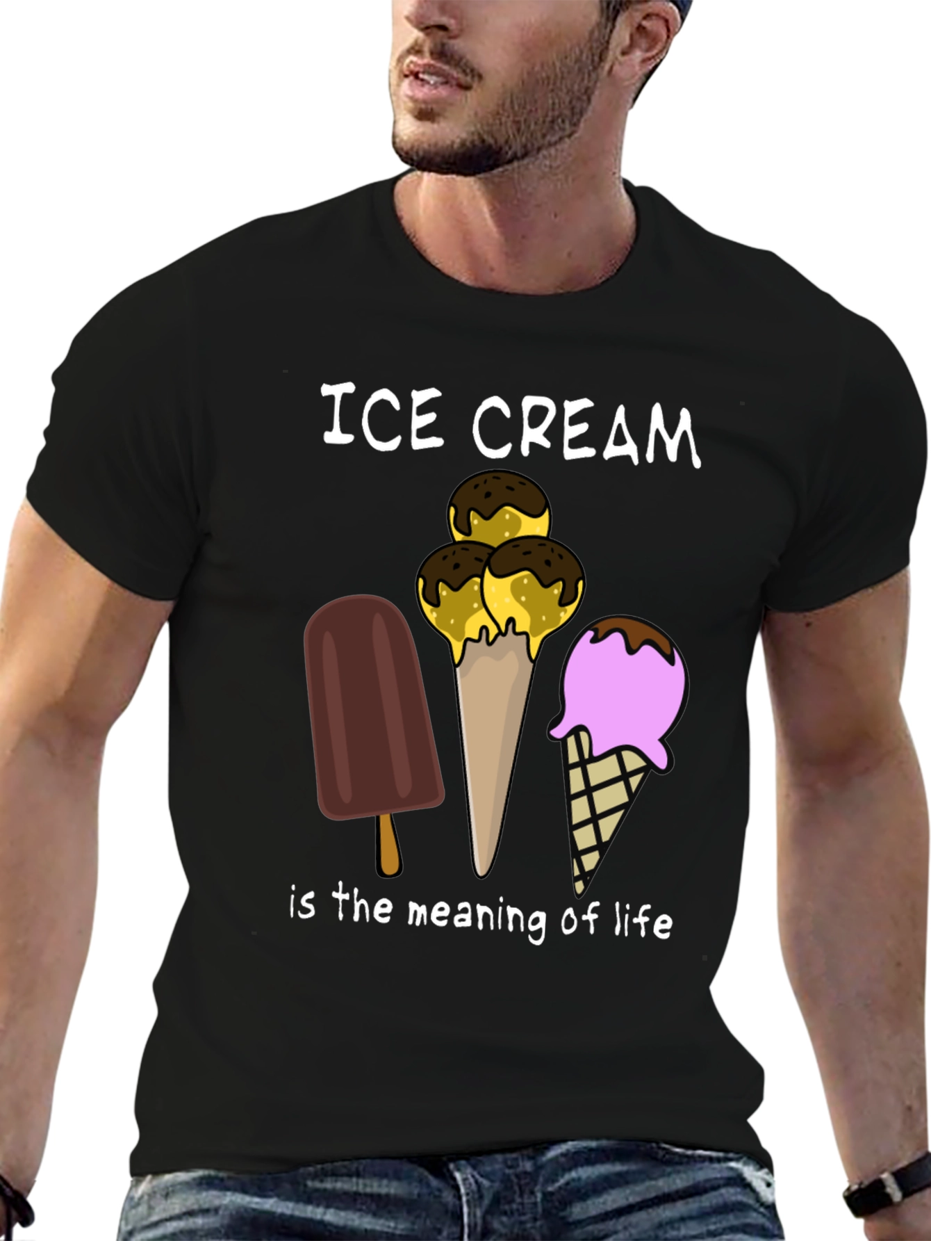 Ice Cream is the Meaning of Life Black T-Shirt