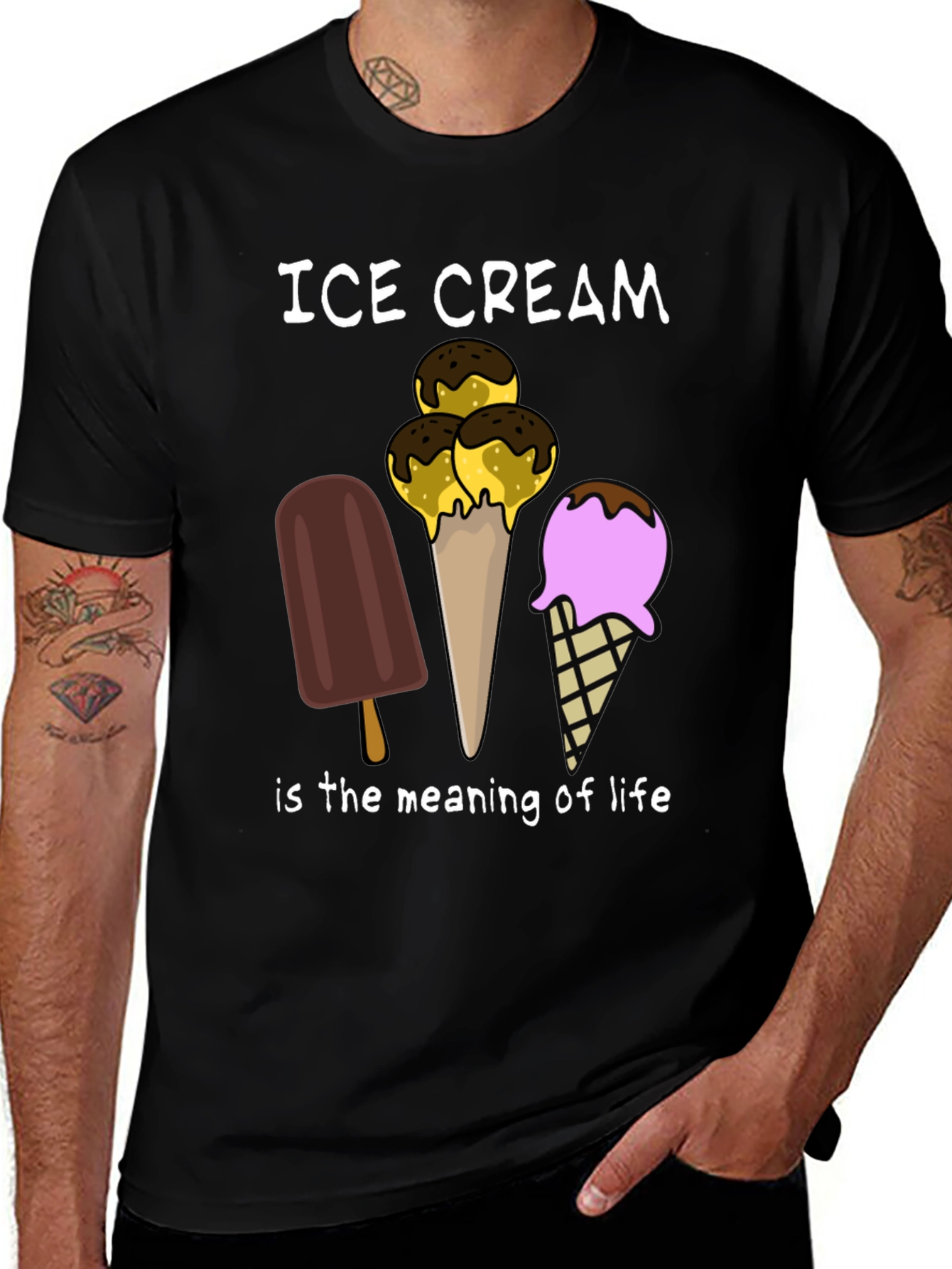 Ice Cream is the Meaning of Life Black T-Shirt