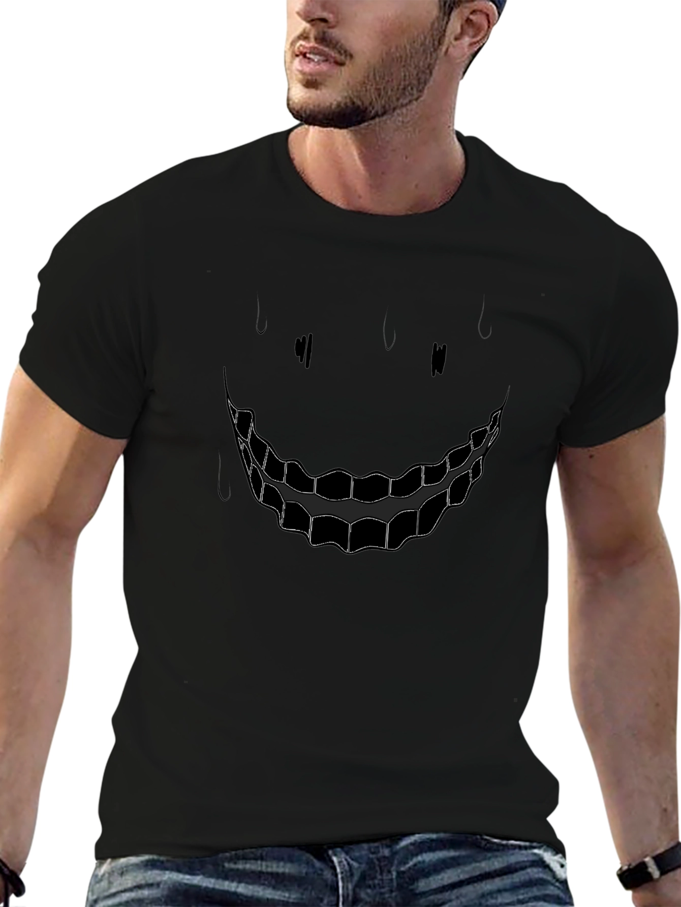 Creepy Smile Graphic Black T-Shirt